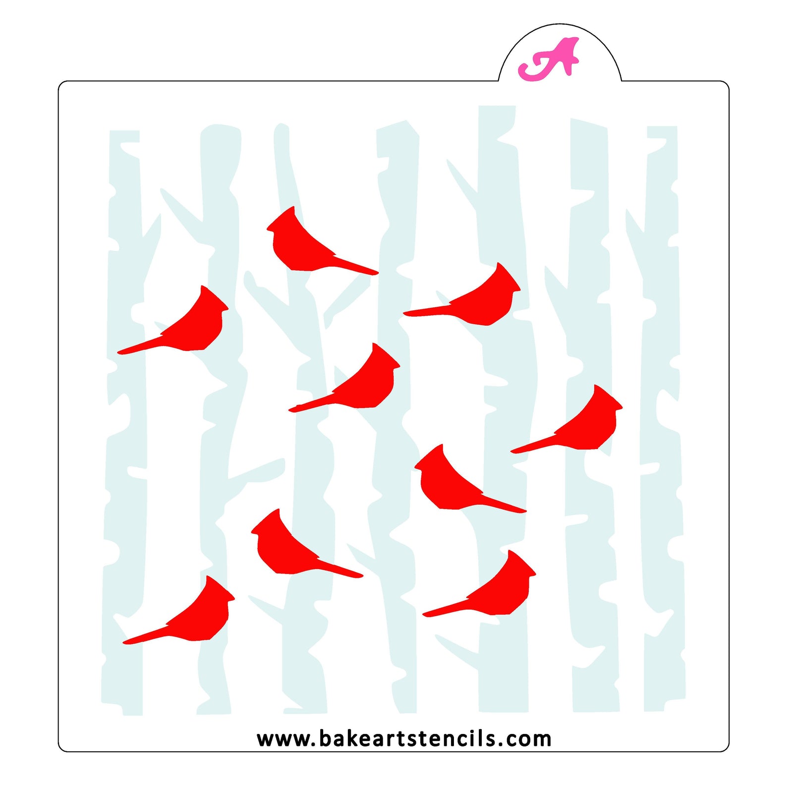 Birch Tree and Birds Stencil Set bakeartstencil