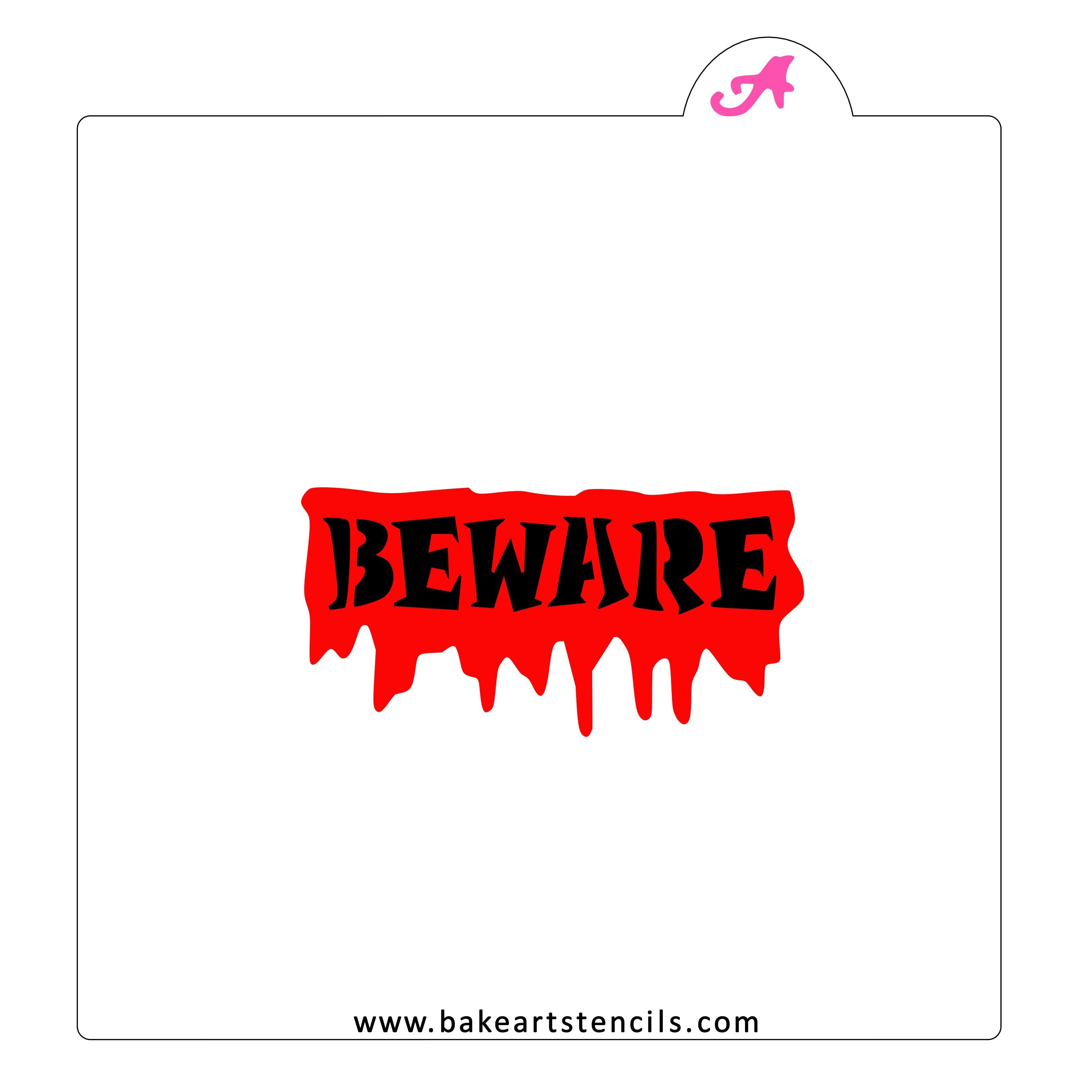 Bloody Beware Cookie Stencil - bakeartstencils