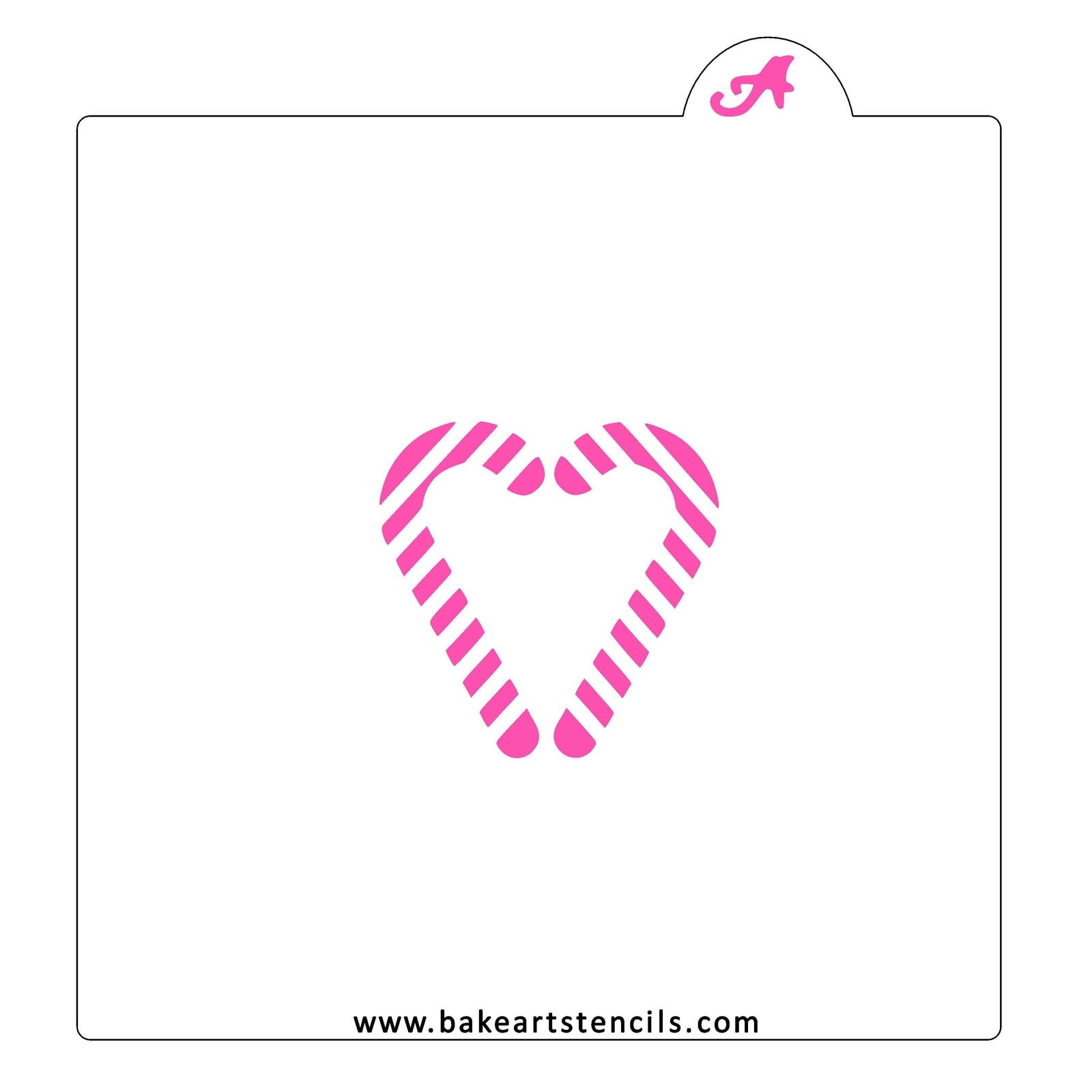 Candy Cane Love Stencil, a sweet heart design for decorating Christmas Cookies.