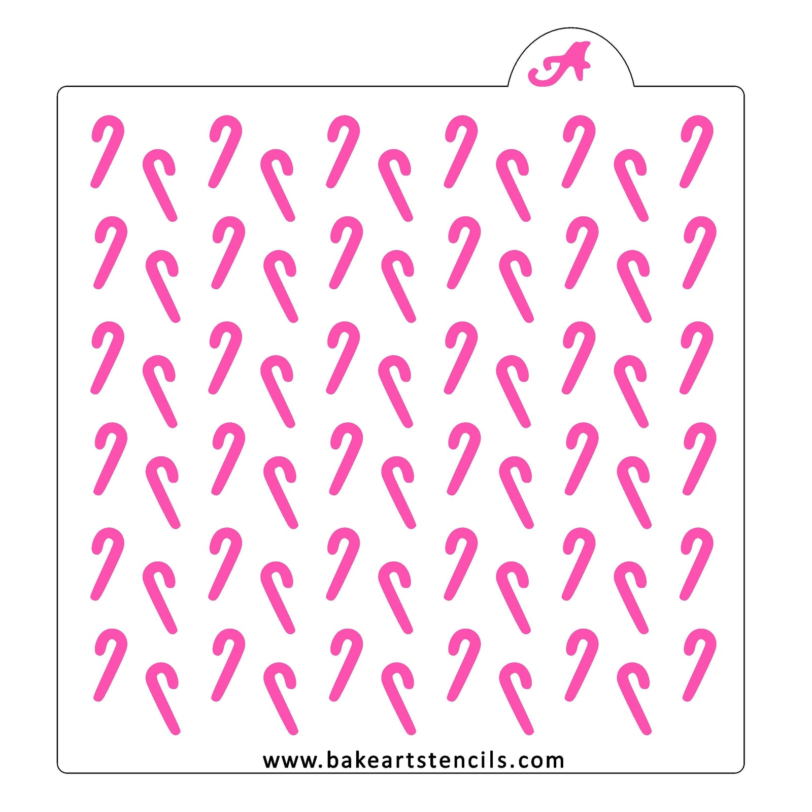 Candy Cane Silhouette Pattern Stencil bakeartstencil