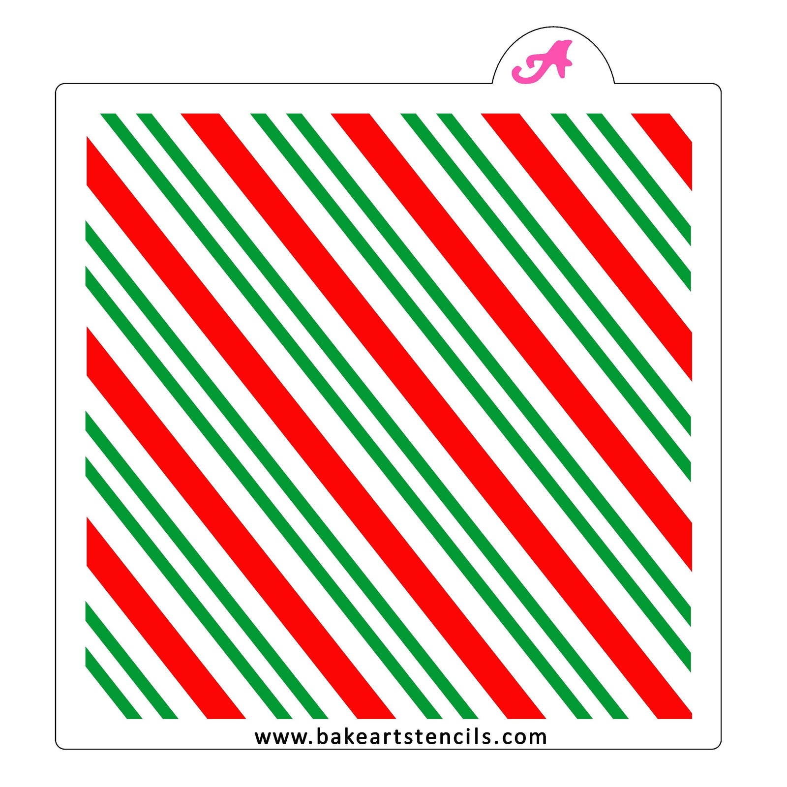 Candy Cane Stripes Cookie Stencil Set, an easy way to decorate colorful Christmas Cookies. 