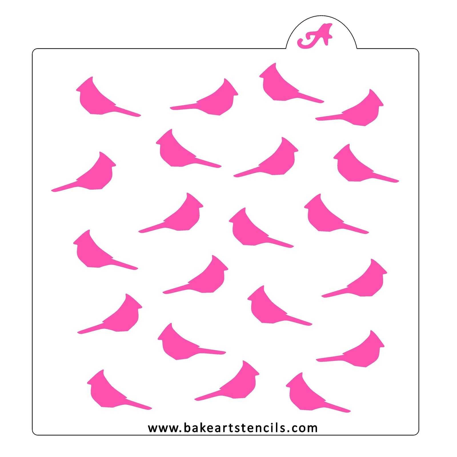 Cardinal Birds Pattern Stencil bakeartstencil