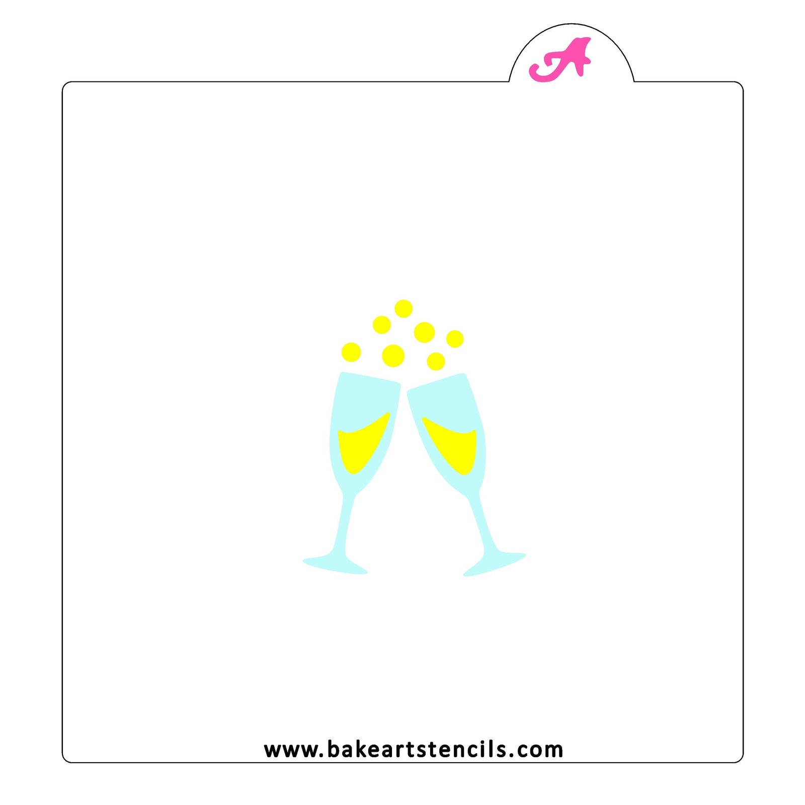 Champagne Toast Cookie Stencil bakeartstencil