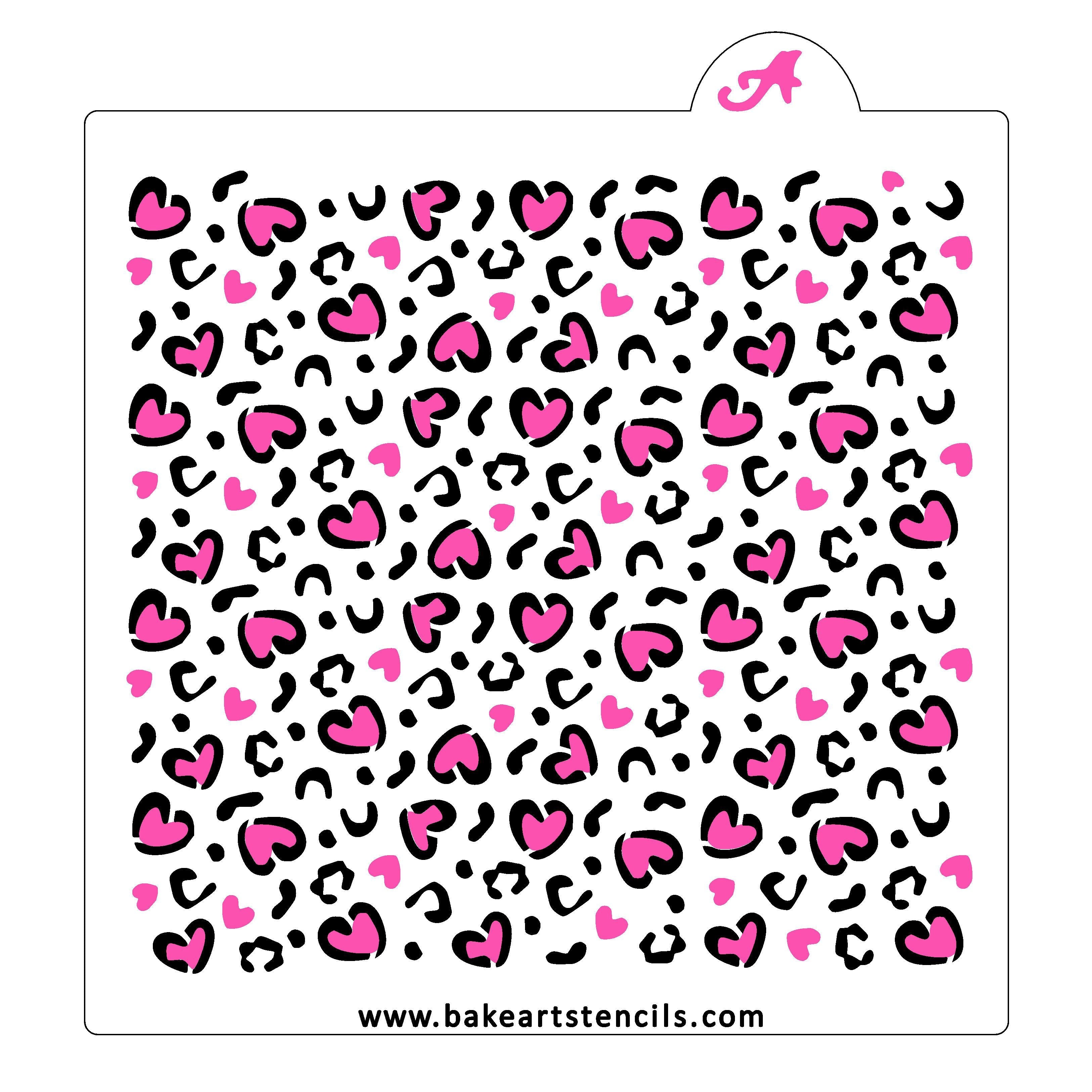 Cheetah Hearts Cookie Stencil Set - bakeartstencils