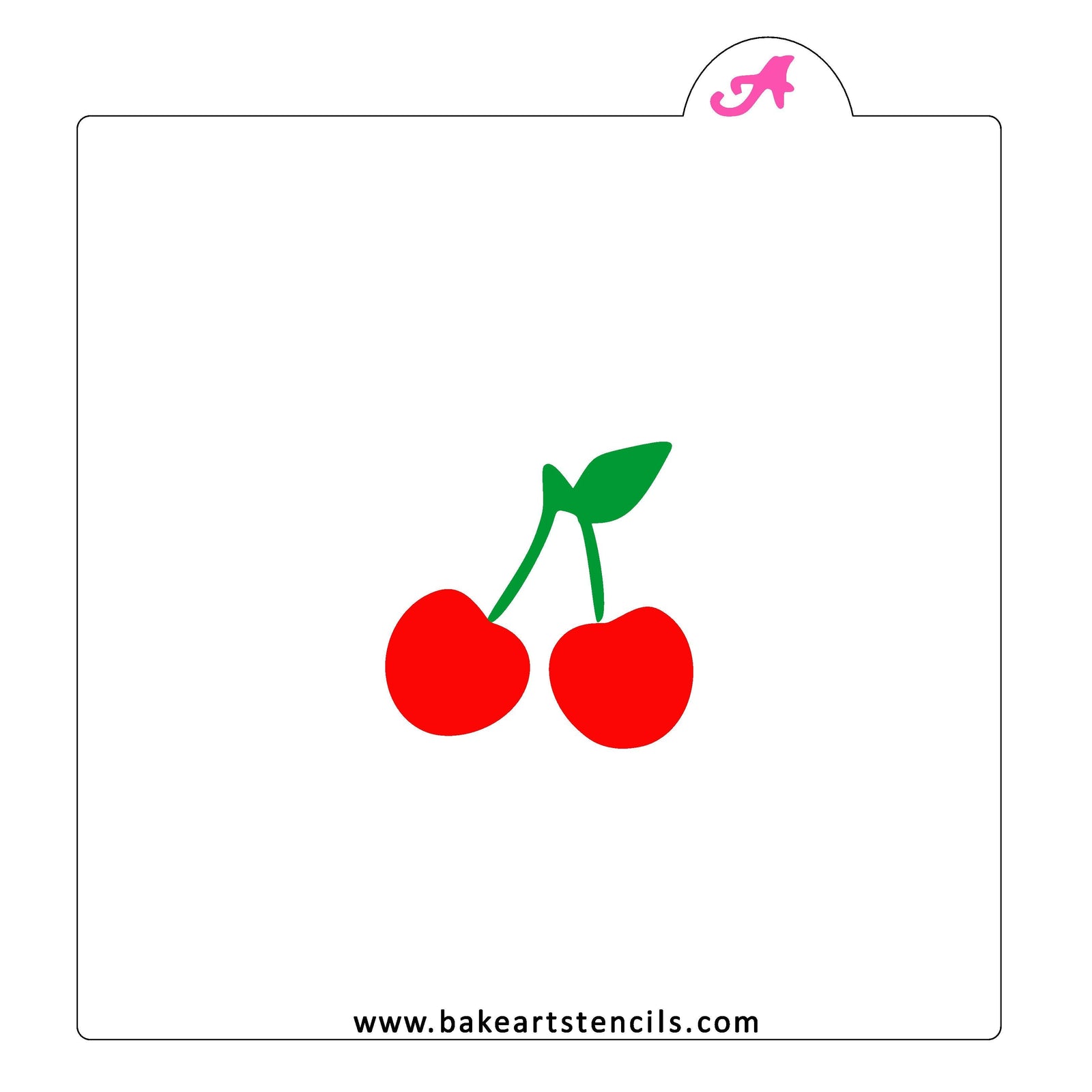 Cherry Cookie Stencil, a cute fruit design for decorating sugar cookies and sweets.