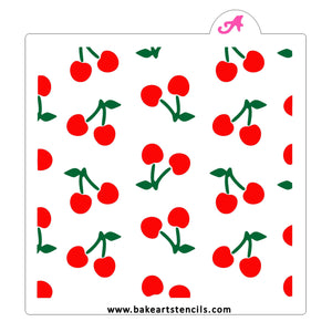 Cherry Pattern Cookie Stencil Set, a 2-piece design for decorating cute and trendy sugar cookies and sweets.