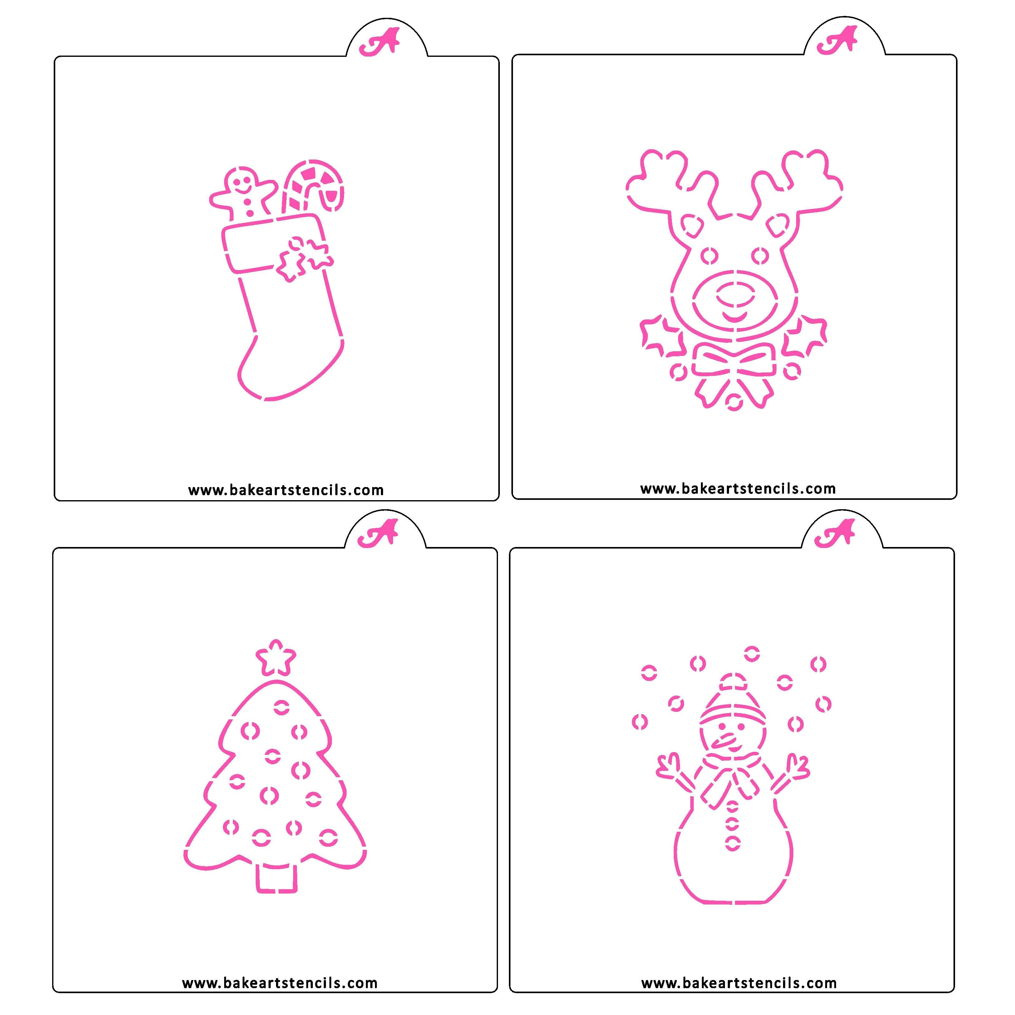 Christmas (PYO) Paint Your Own Cookie Stencil Set - bakeartstencils