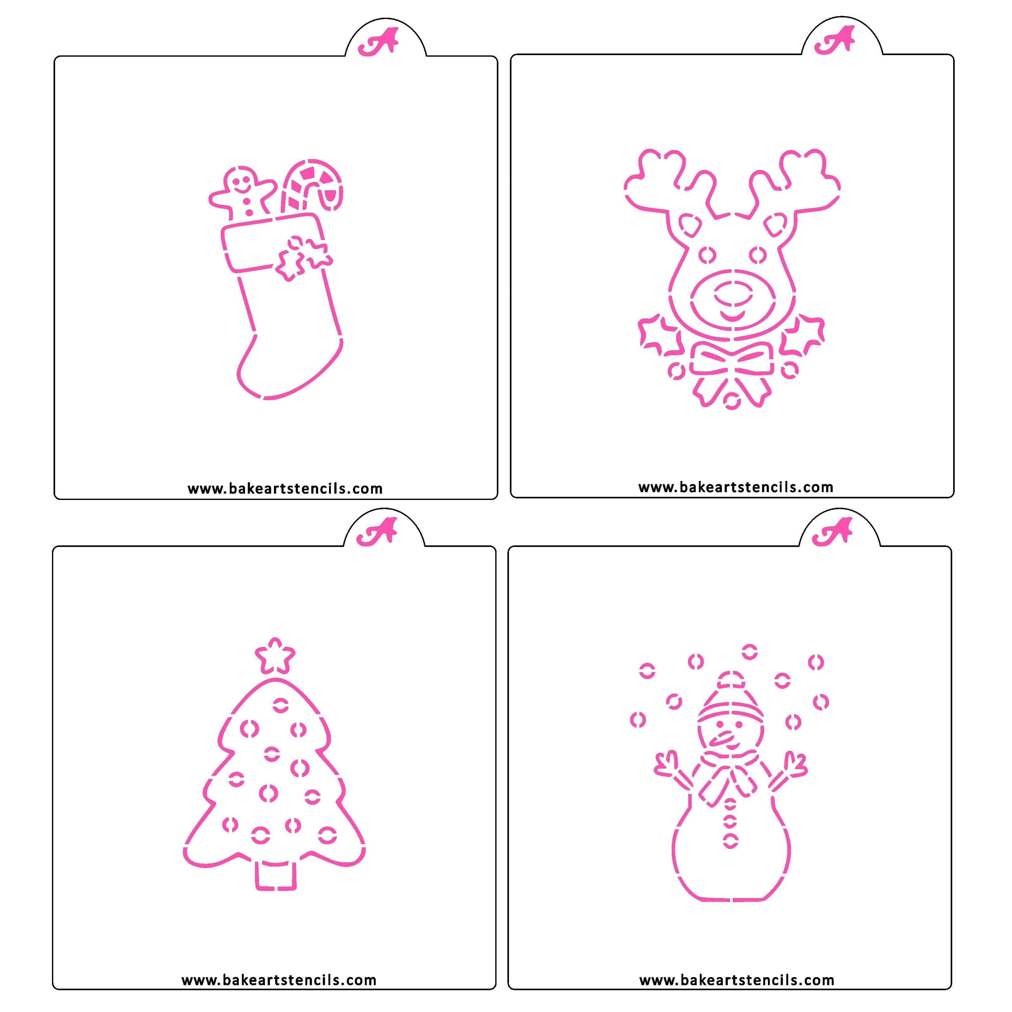 Christmas PYO Cookie Stencil Set bakeartstencil christmas (pyo) paint your own cookie stencil set - bakeartstencils
