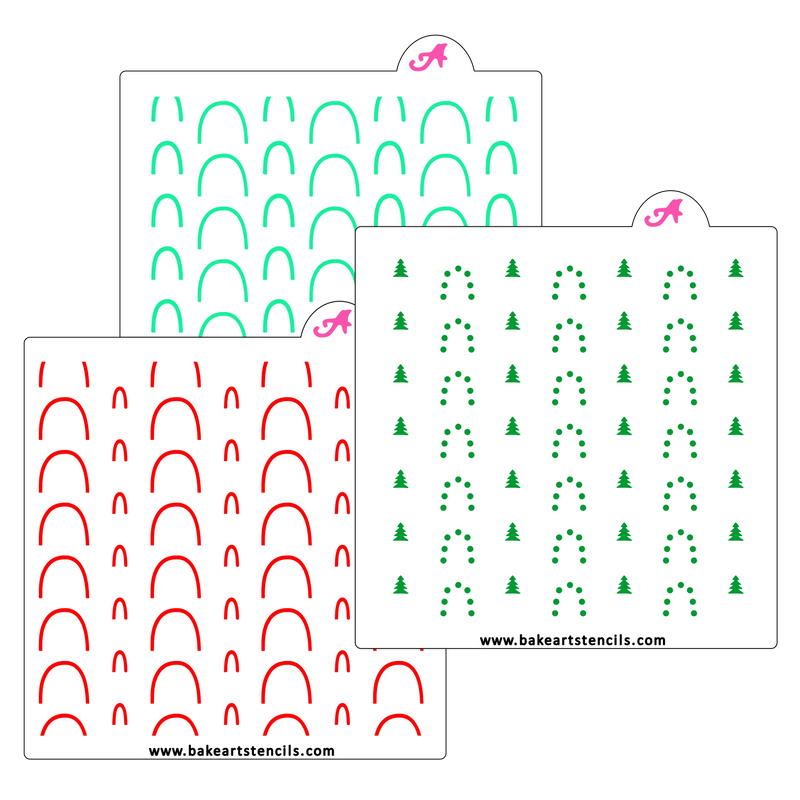 Christmas Rainbows Cookie Stencil Set - bakeartstencils