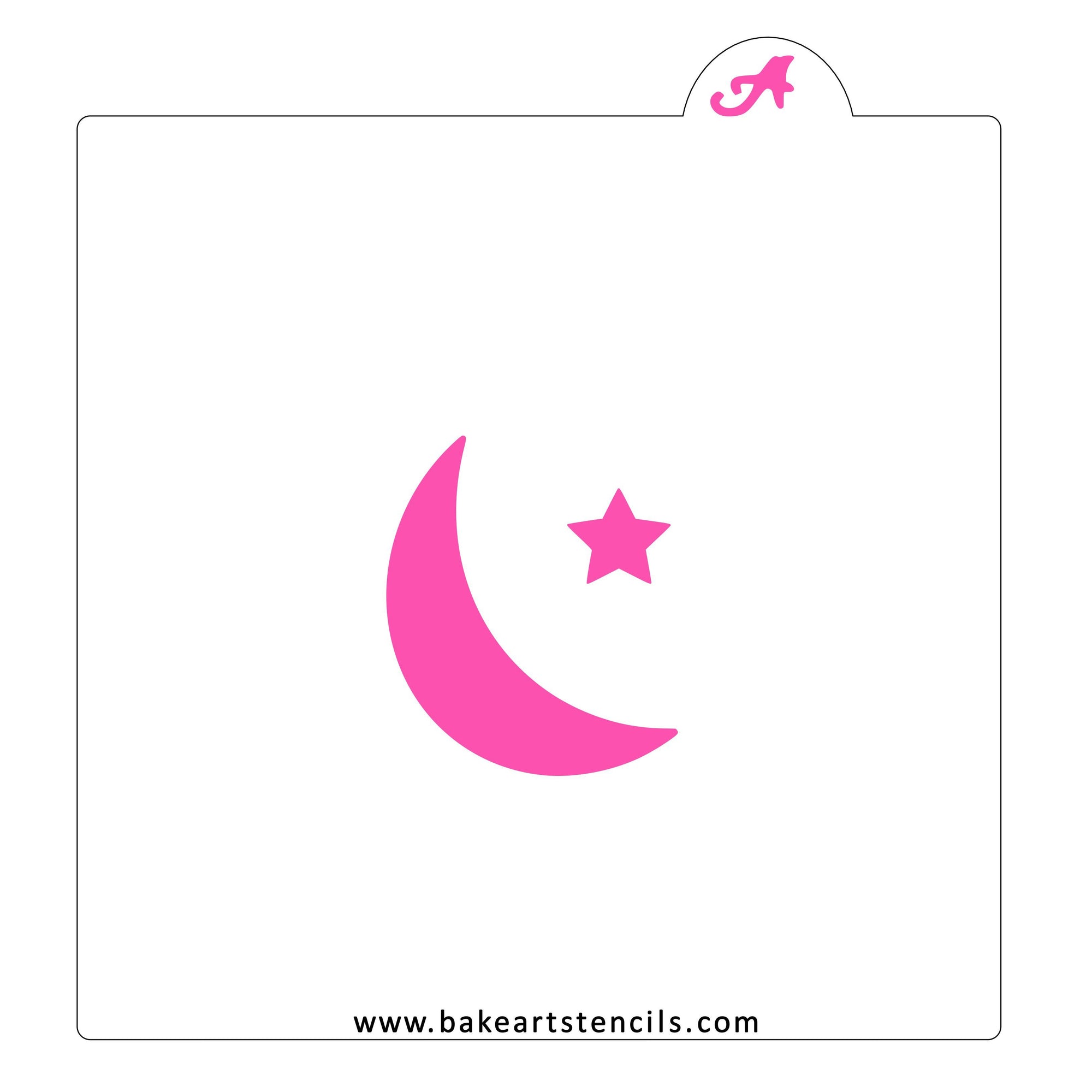 Crescent Moon and Star Stencil bakeartstencil