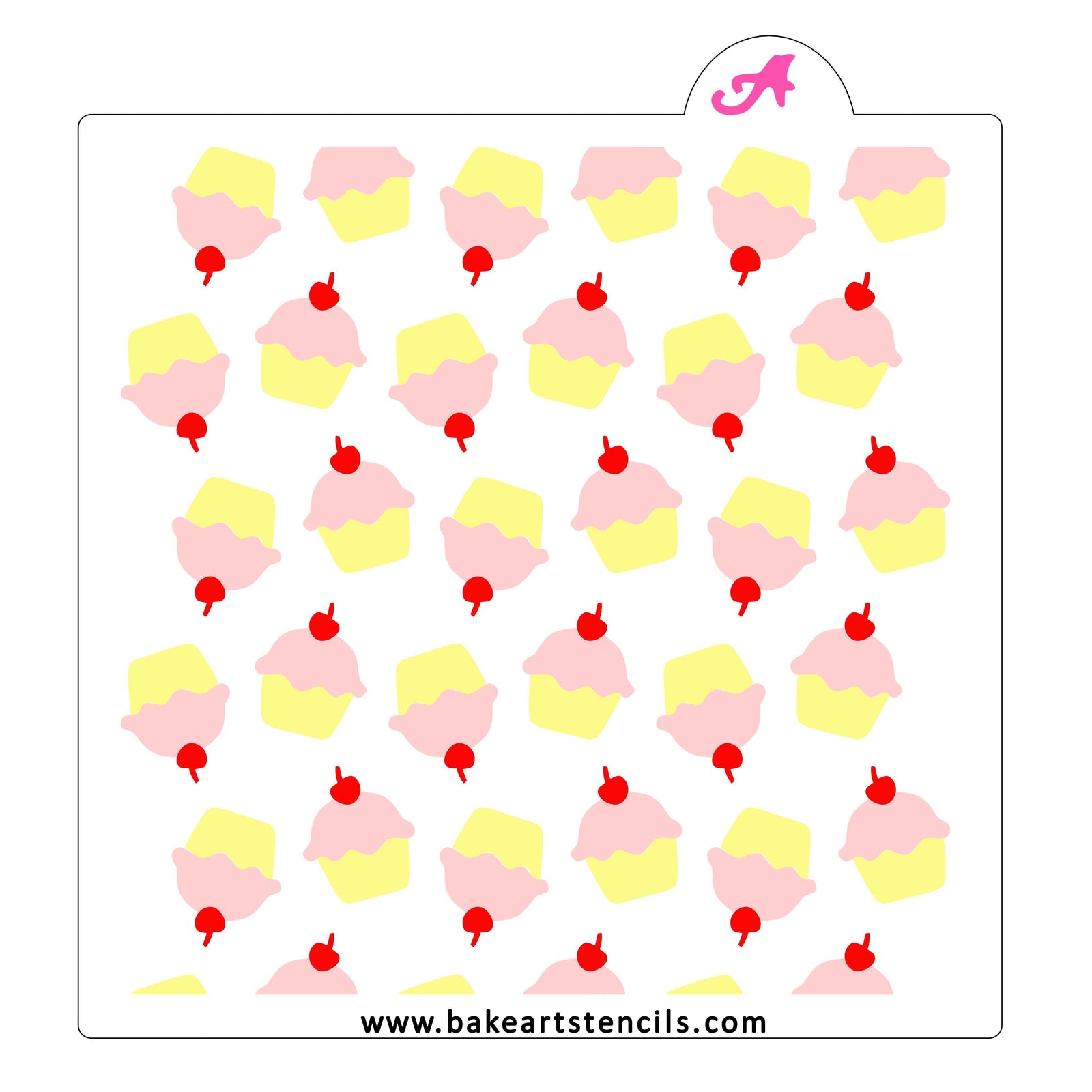 Cute Cupcakes Pattern Stencil Set bakeartstencil