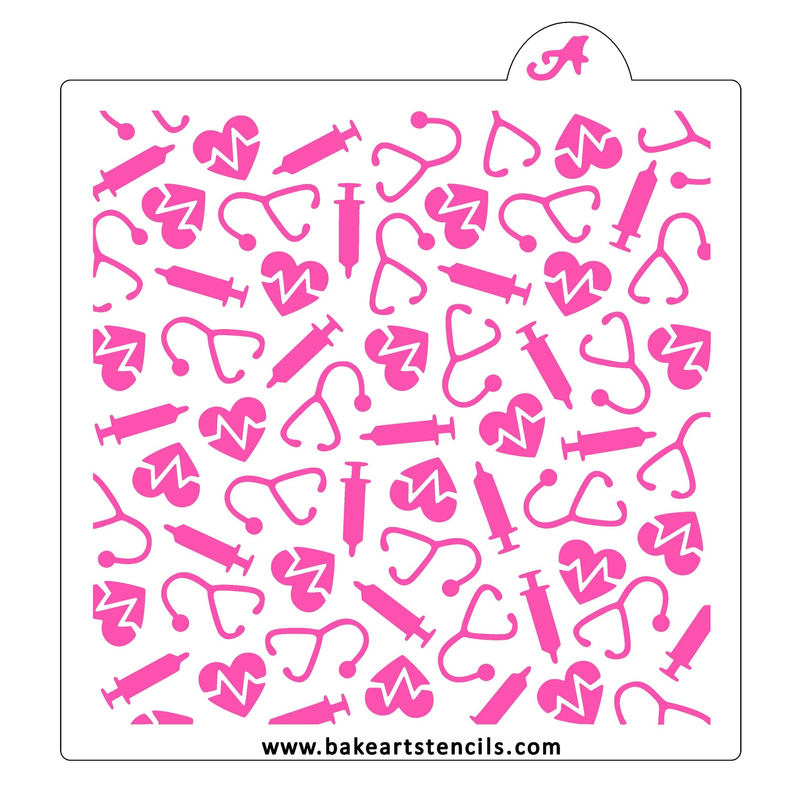 Hearts All Around Border Stencil - bakeartstencils