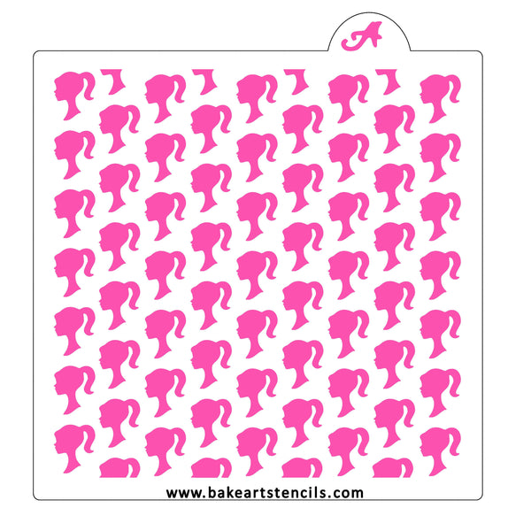 Doll Heads Pattern Cookie Stencil - bakeartstencils