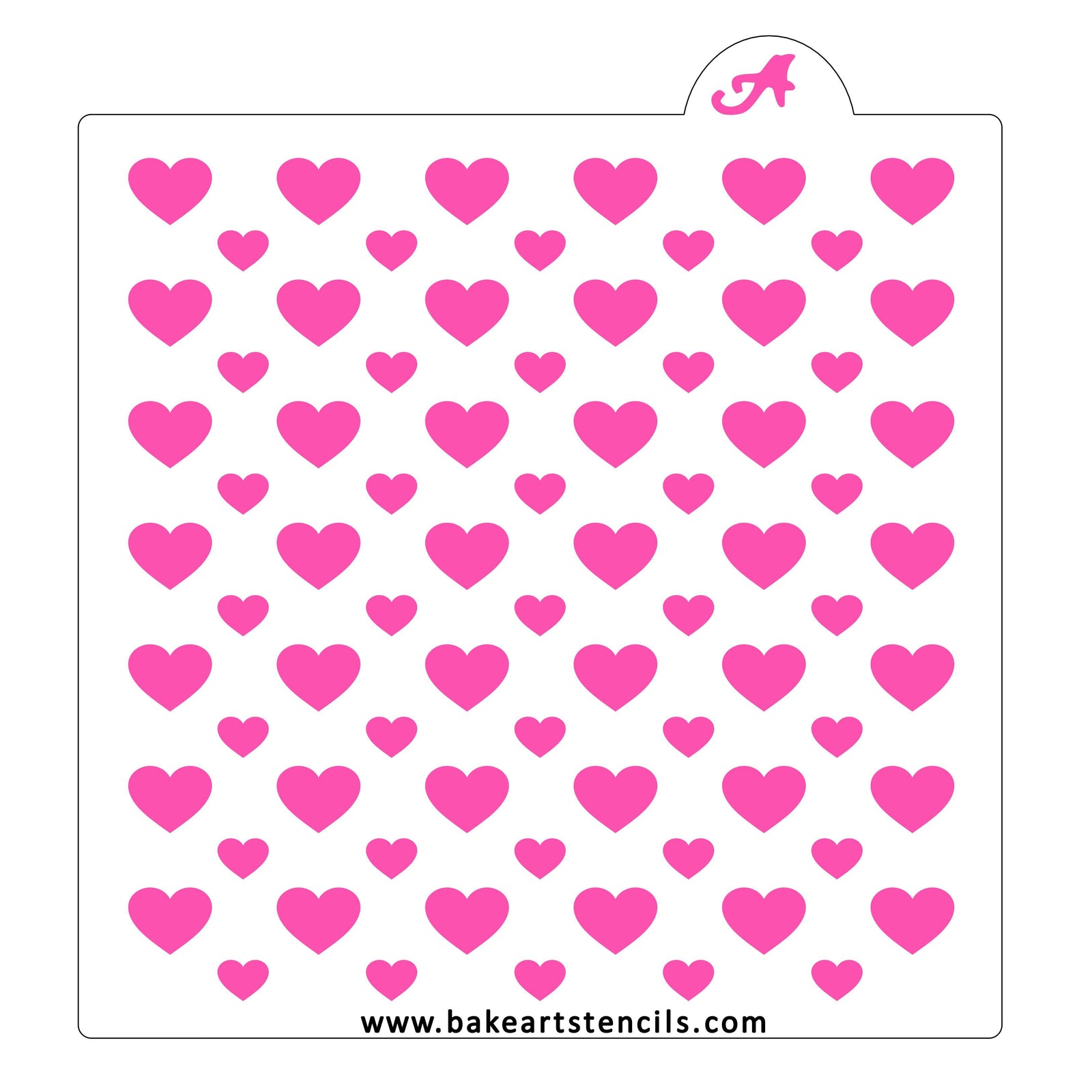 Double Hearts Pattern Stencil bakeartstencil