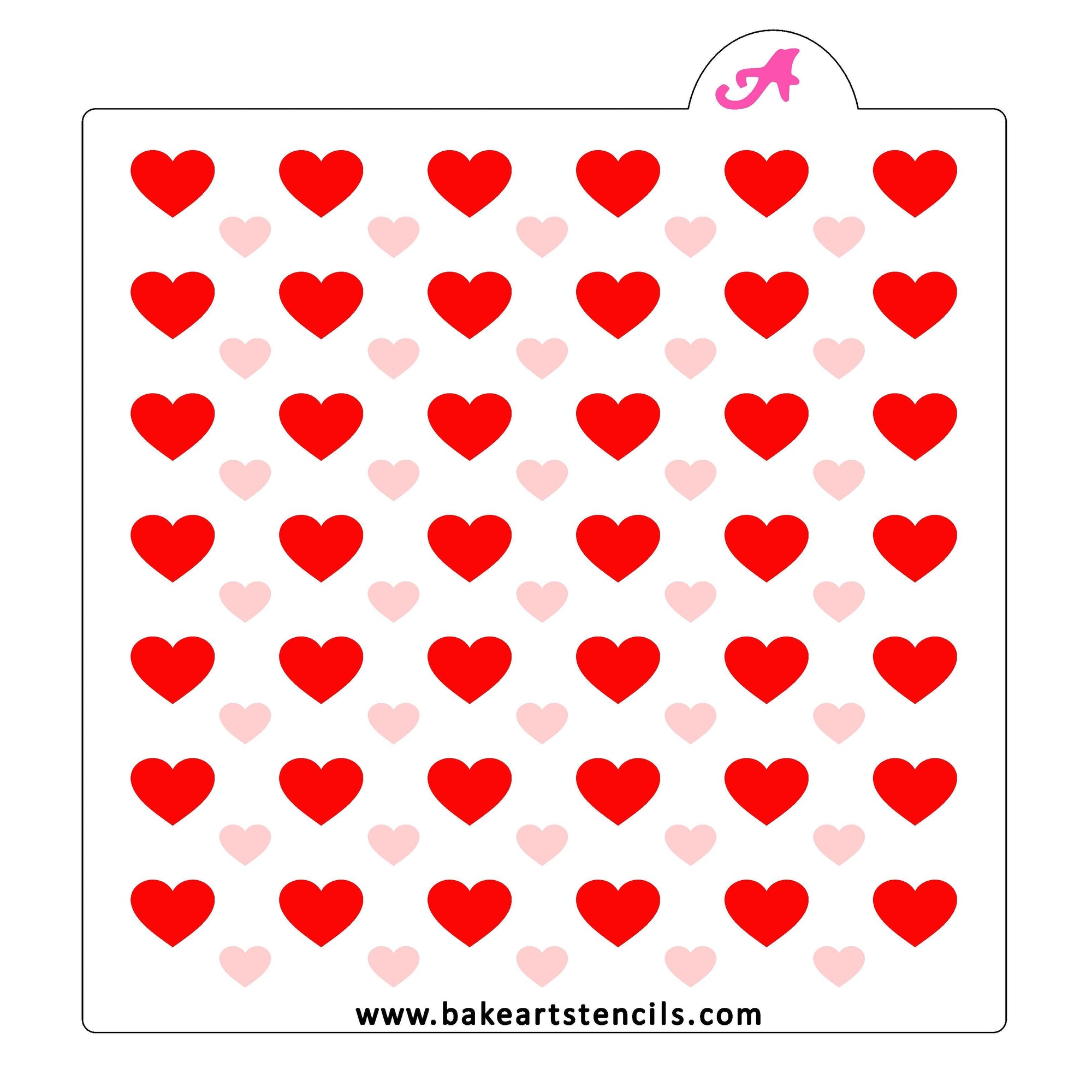 Double Hearts Pattern Stencil bakeartstencil