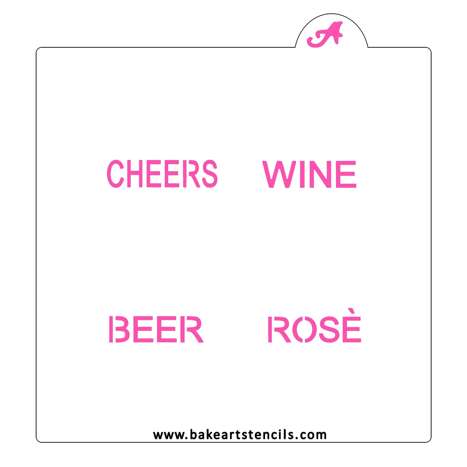 Drinks Conversation Hearts Cookie Stencil bakeartstencils