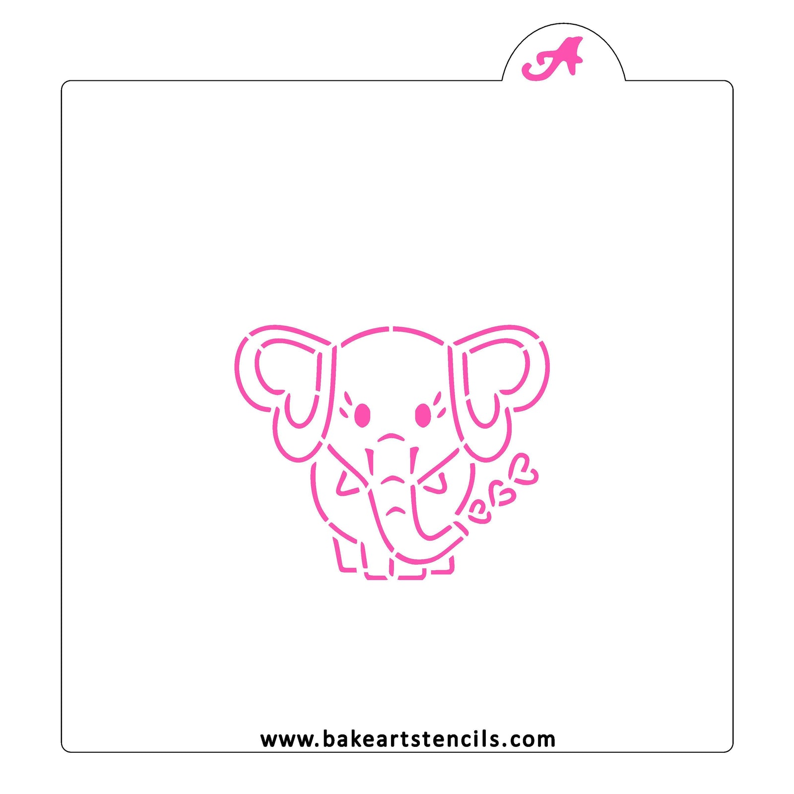 Elephant Hearts PYO Cookie Stencil bakeartstencil