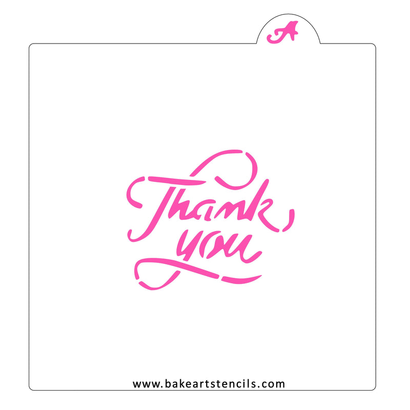 Fancy Thank You Stencil - bakeartstencils