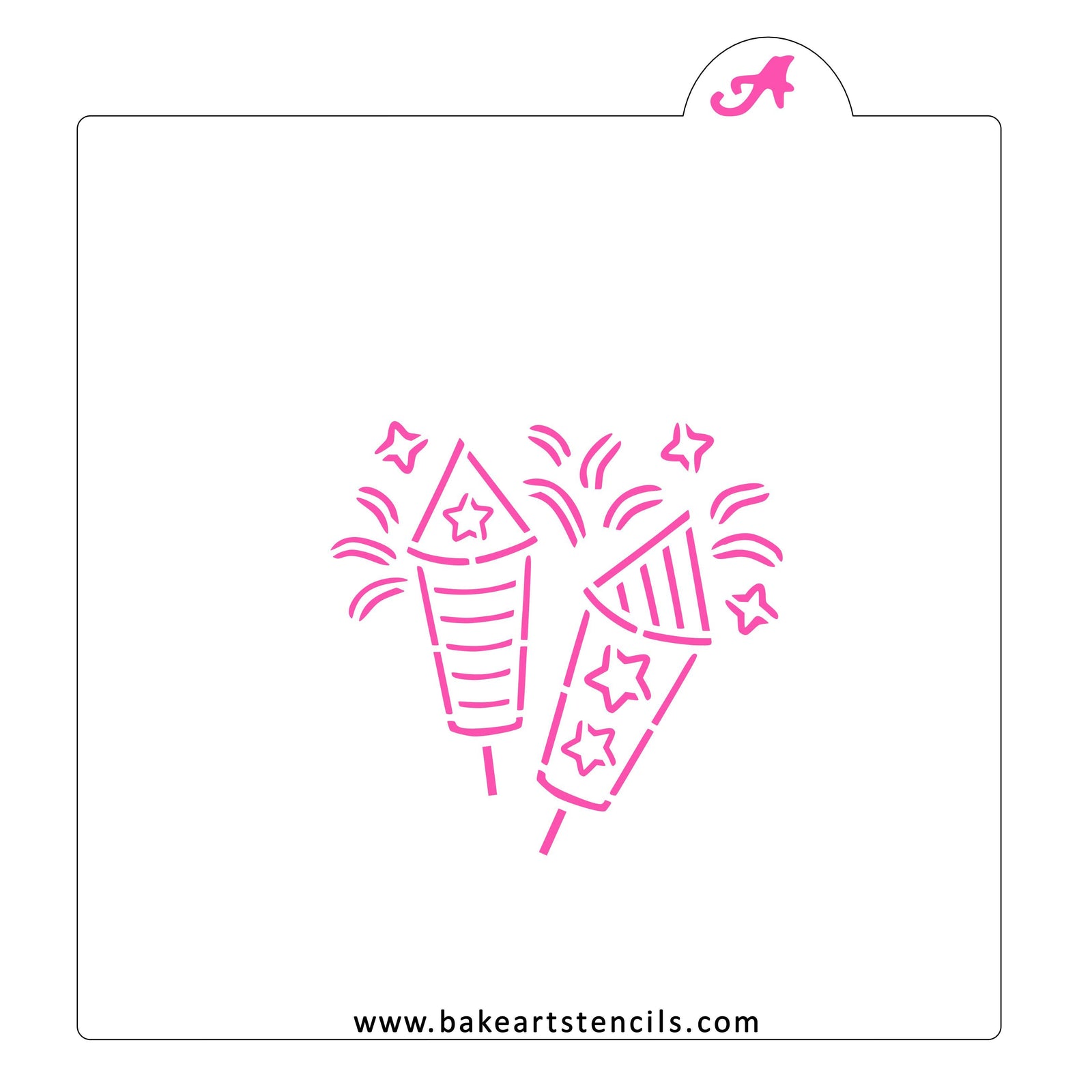 Firecrackers PYO Cookie Stencil bakeartstencil