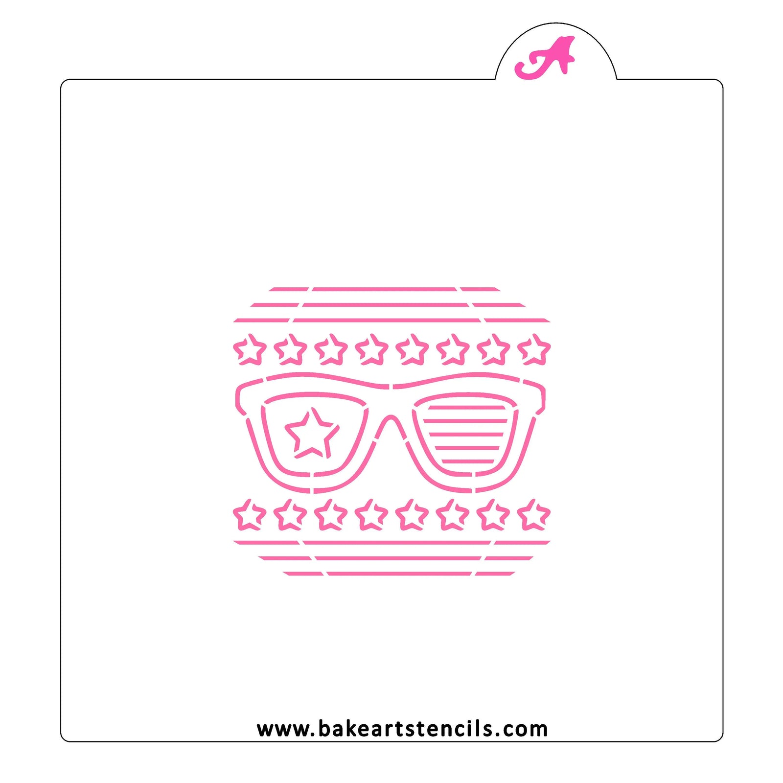 Flag Sunglasses PYO Cookie Stencil bakeartstencil