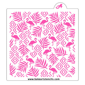 Flamingo Deco Pattern Cookie Stencil bakeartstencil