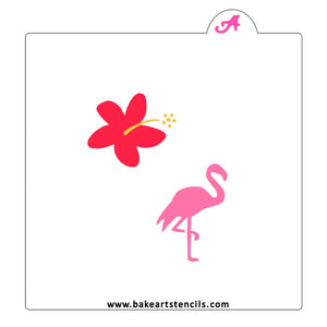 Flower and Flamingo Cookie Stencil bakeartstencil