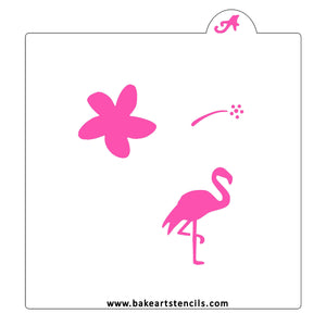 Flower and Flamingo Cookie Stencil bakeartstencil