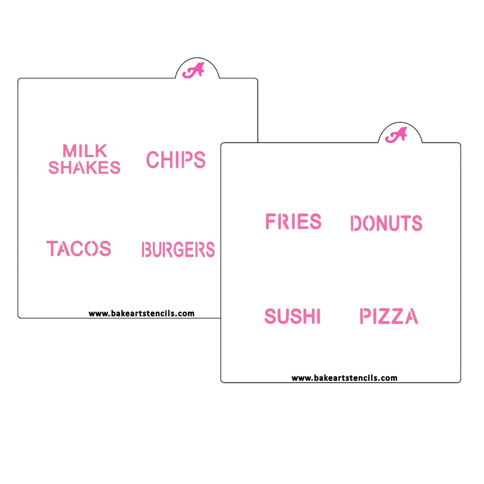 Food Conversation Hearts Cookie Stencil bakeartstencil