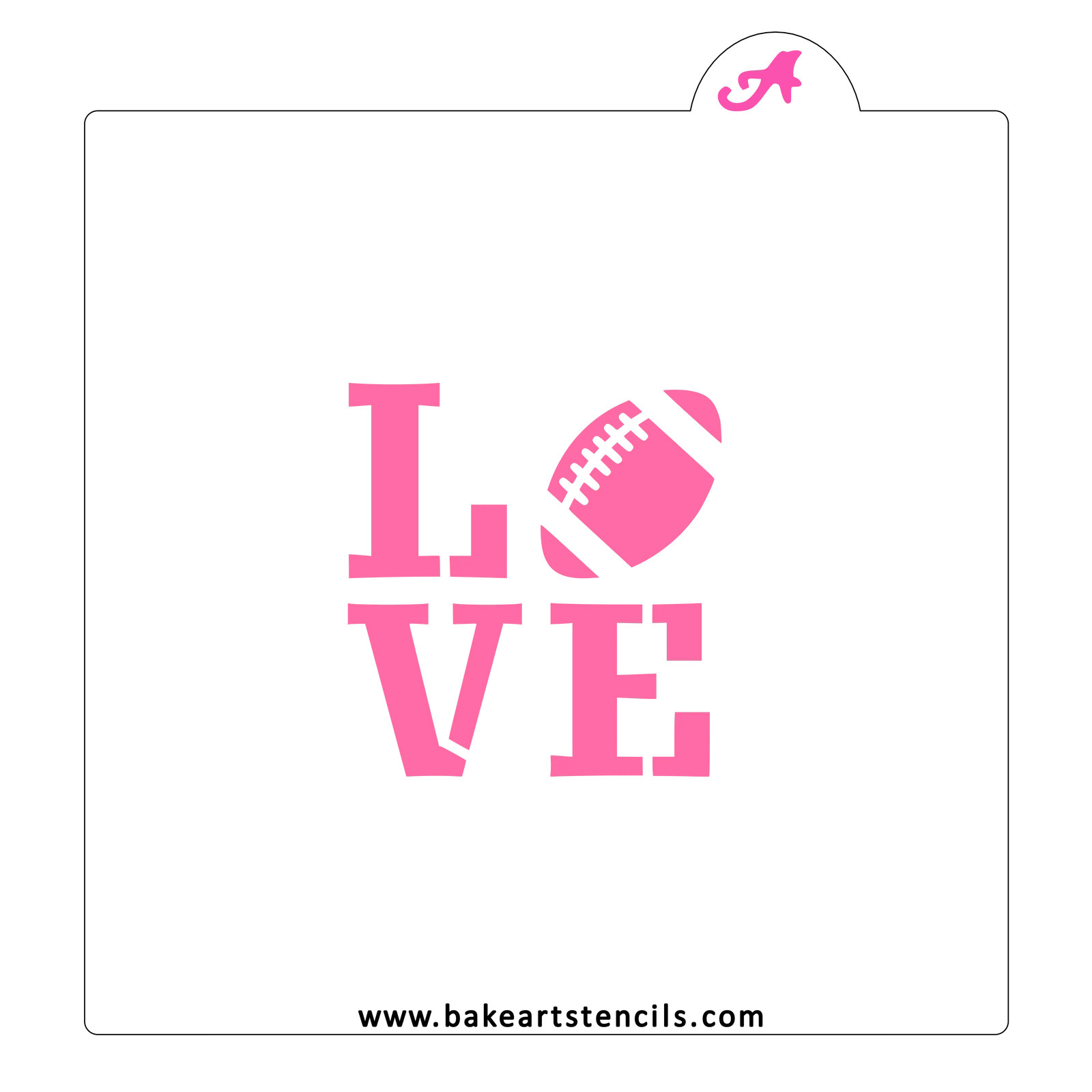 Football Love Cookie Stencil bakeartstencil