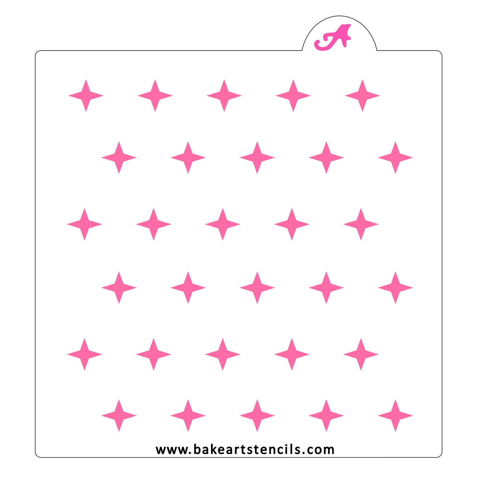 Four Point Stars Pattern Stencil bakeartstencil