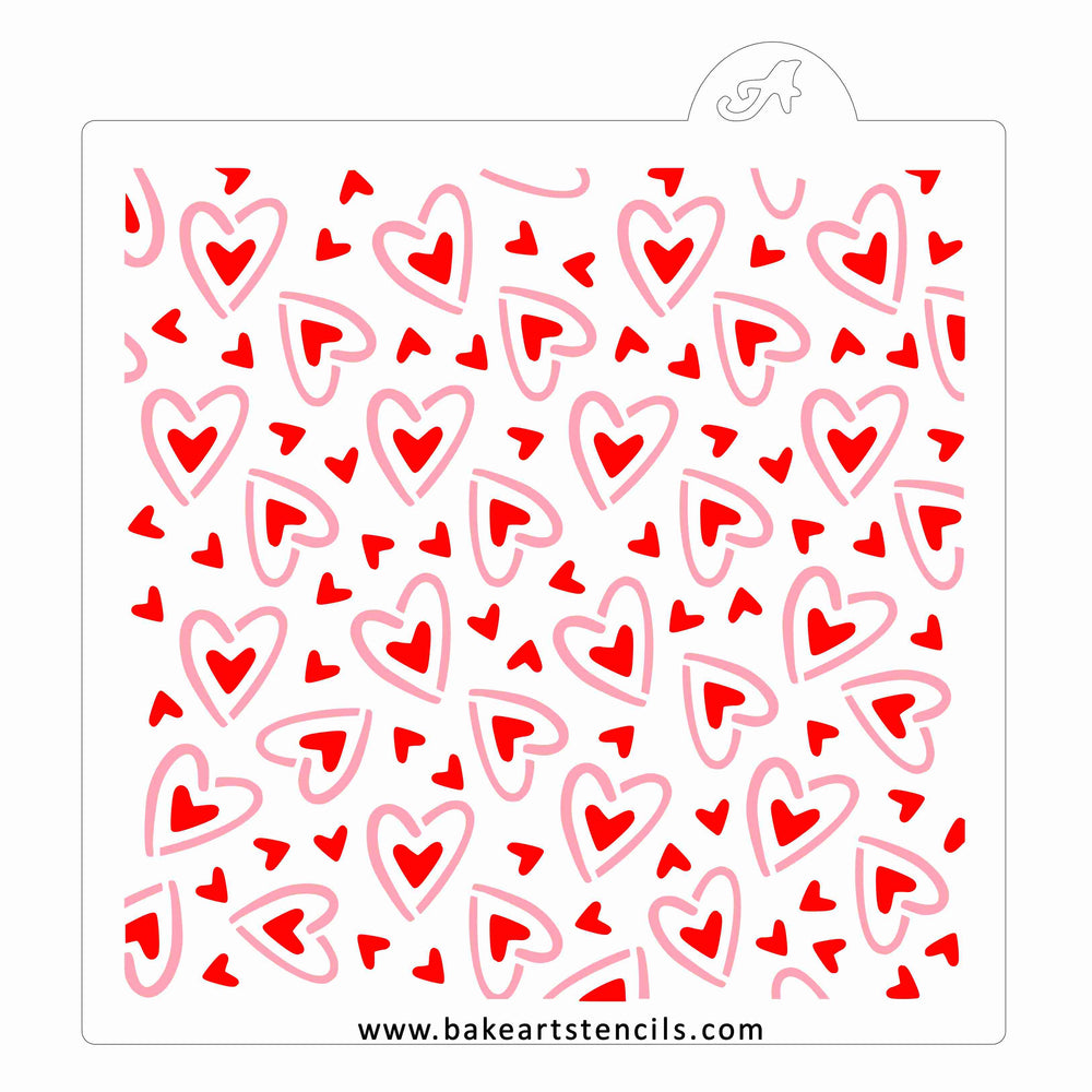 Heart Cookie Stencils | Hearts Patterned Stencils - bakeartstencils