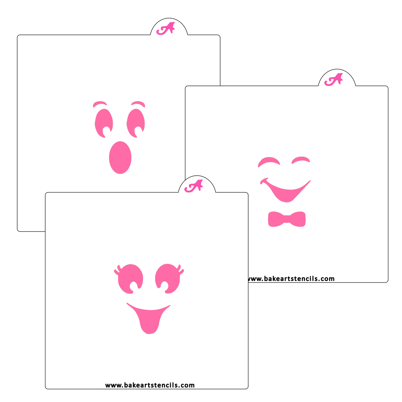 Ghost Faces Cookie Stencil Set features three spooky and silly ghost faces for decorating sugar cookies.
