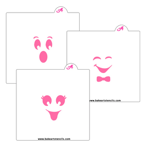 Ghost Faces Cookie Stencil Set features three spooky and silly ghost faces for decorating sugar cookies.