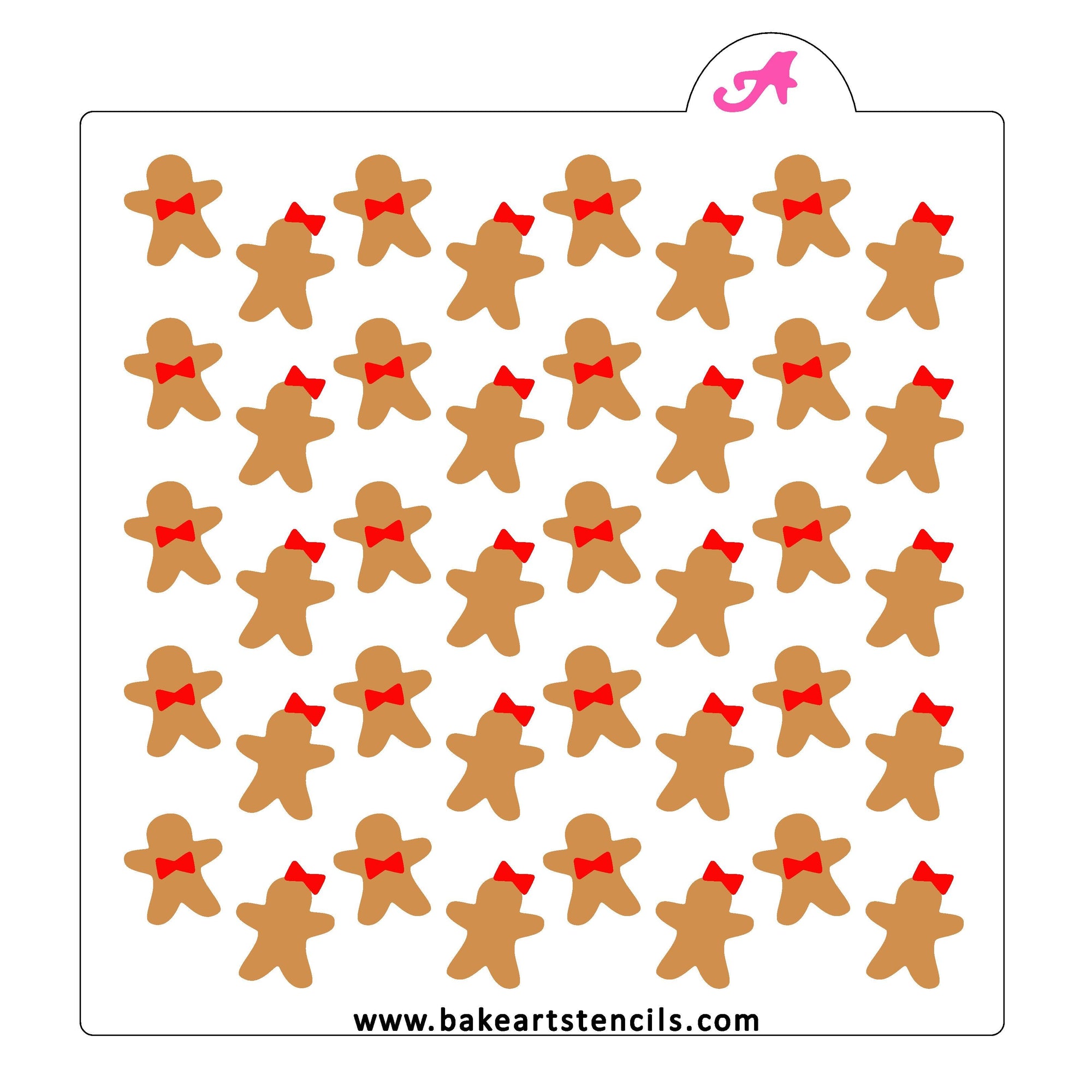 Gingerbread and Bows Stencil Set bakeartstencil