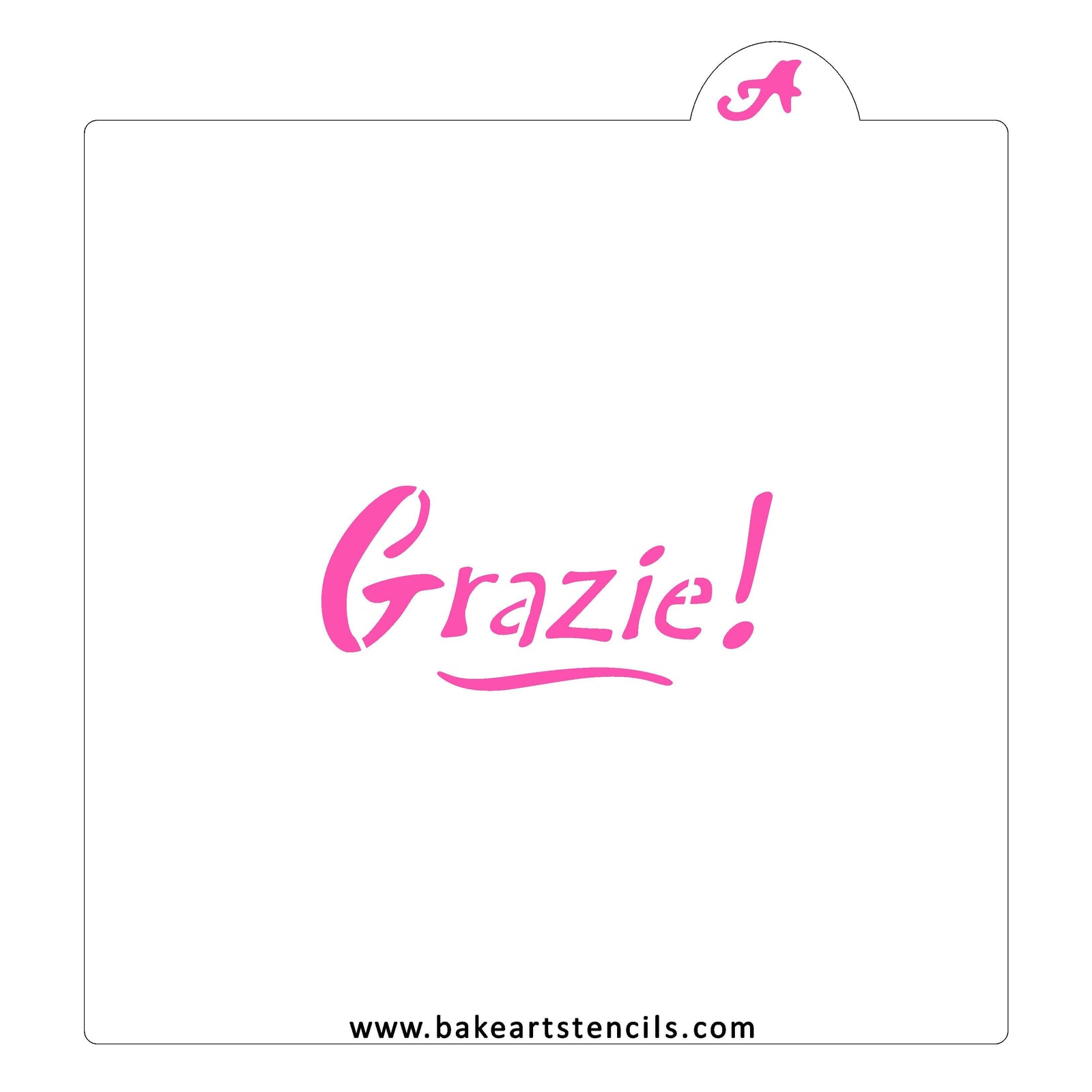 Grazie Thanks Cookie Stencil bakeartstencil
