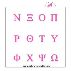 Greek Letters Cookie Stencil Set bakeartstencil