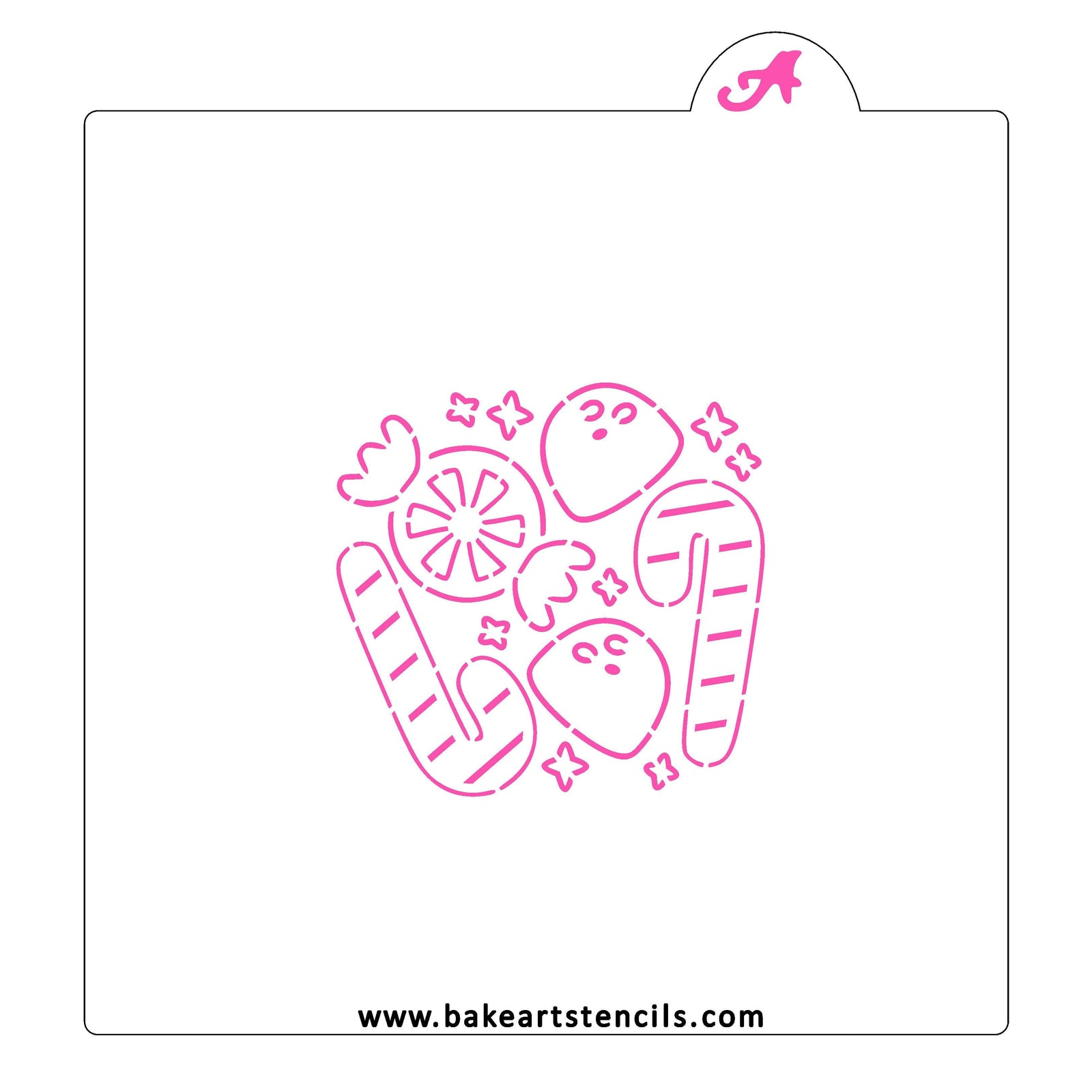 Gumdrops and Peppermints PYO Stencil, a sweet design for kids to decorate Christmas Cookies. 