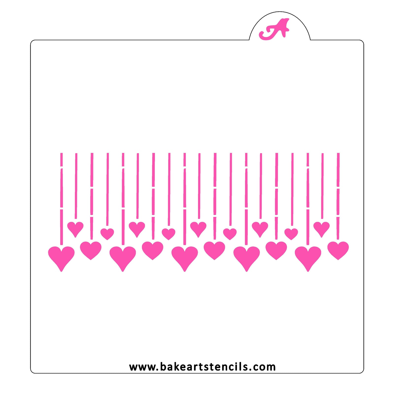 Hanging Hearts Cookie Stencil bakeartstencil