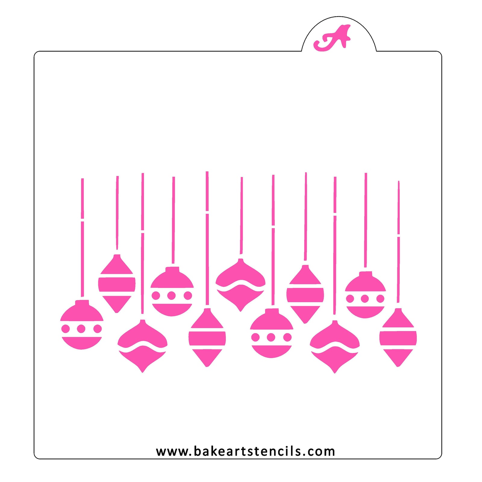 Hanging Ornaments Cookie Stencil bakeartstencil