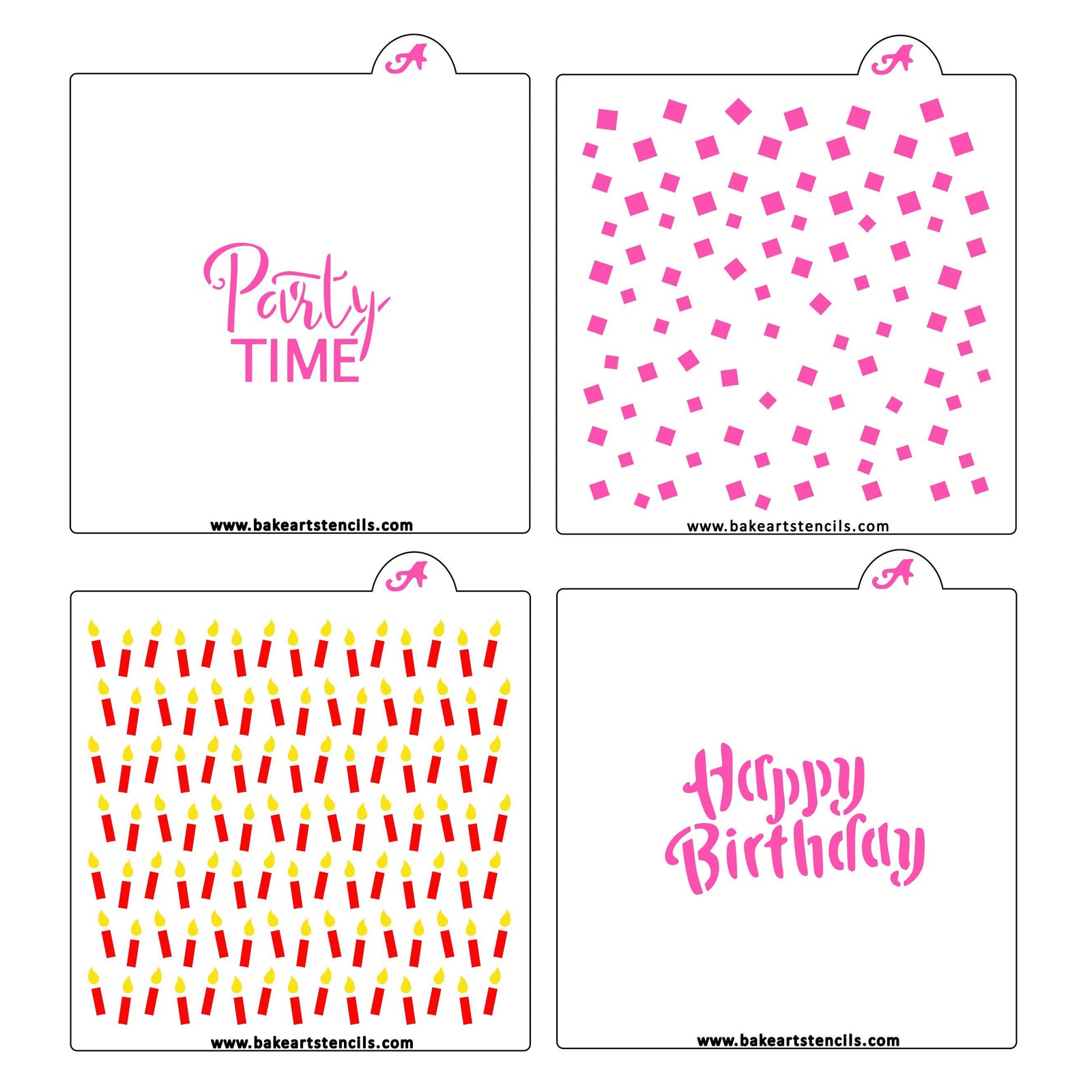 Happy Birthday Themed Stencil Set bakeartstencil