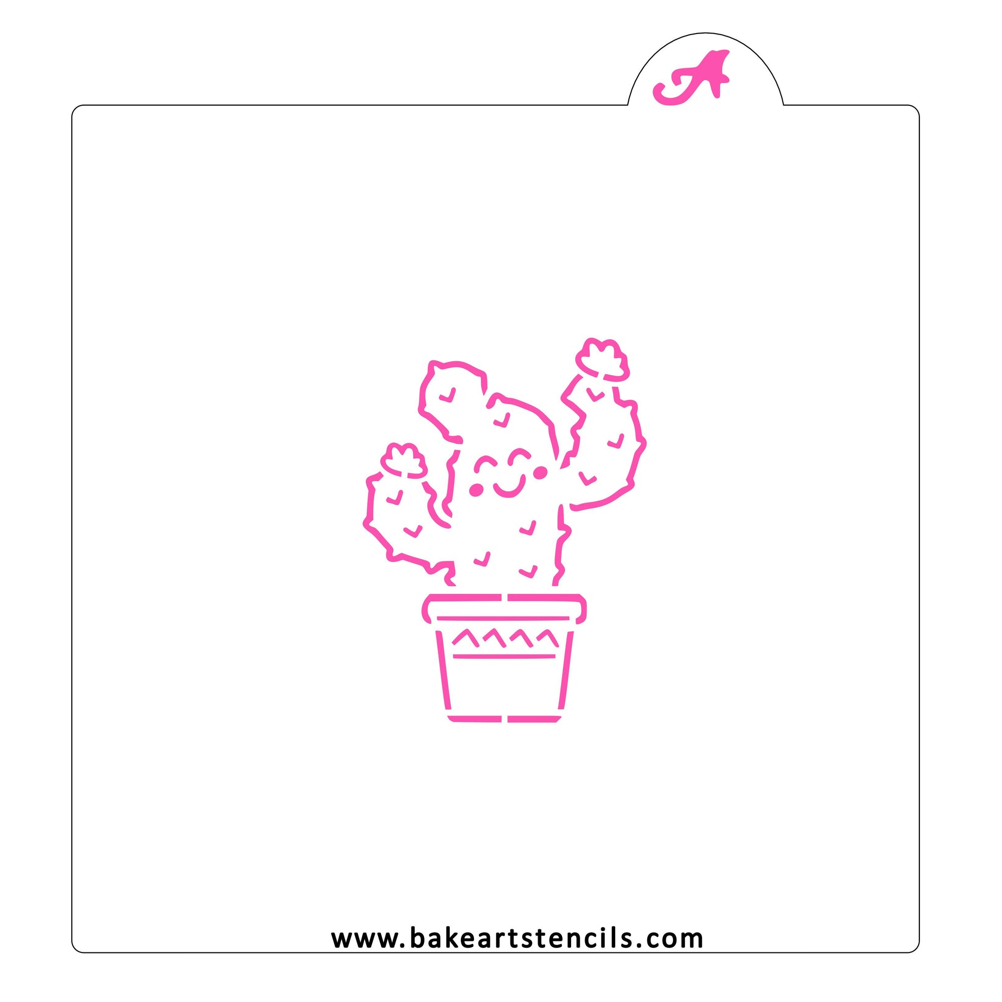 pot plant stencil Happy Cactus (PYO) Paint Your Own Cookie Stencil