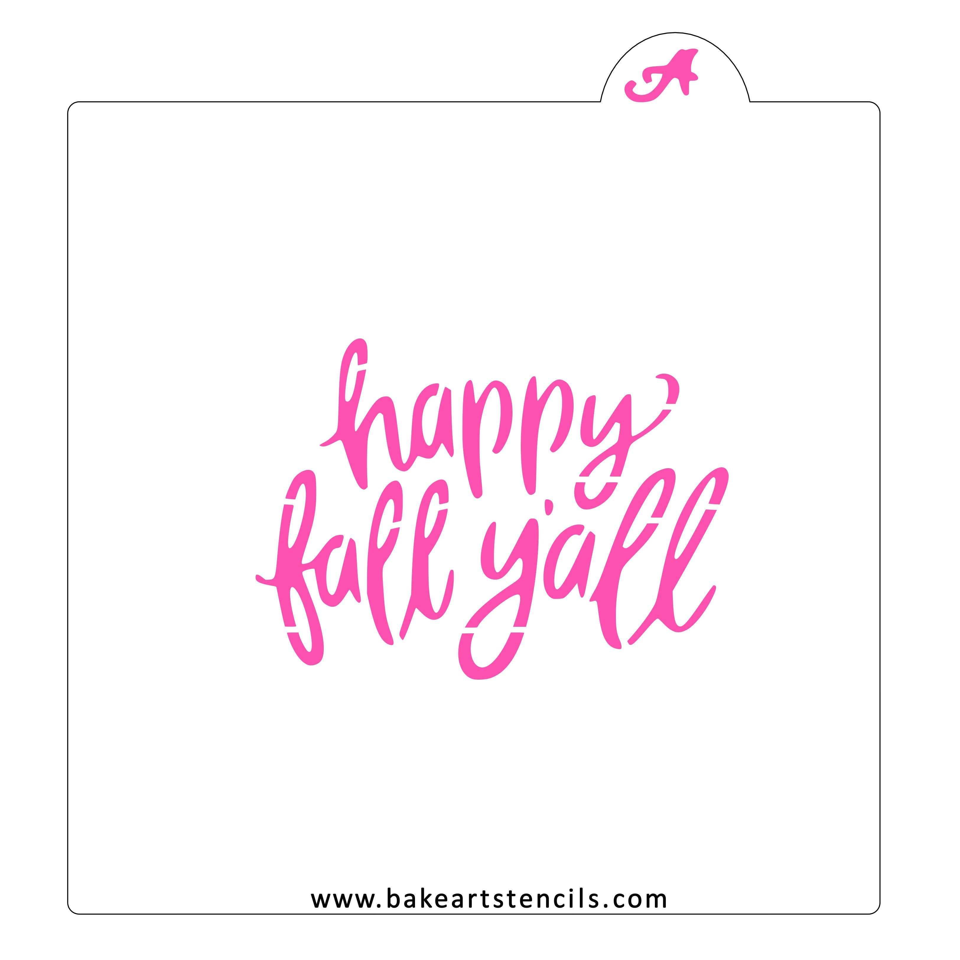 Happy Fall Yall Script Stencil - bakeartstencils