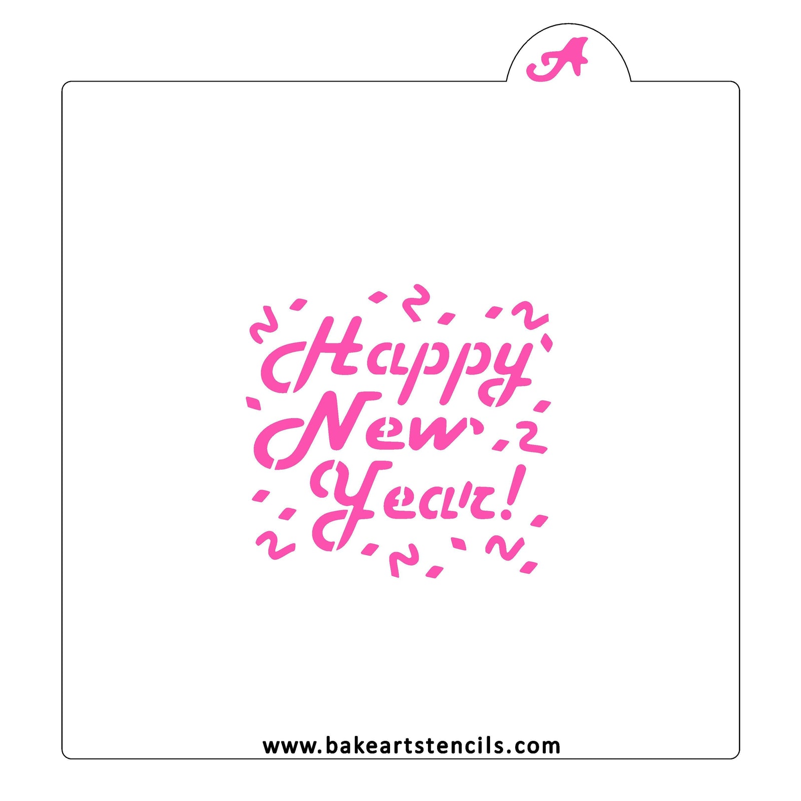 Happy New Year Celebration Cookie Stencil, a festive design to decorate NYE Cookies.