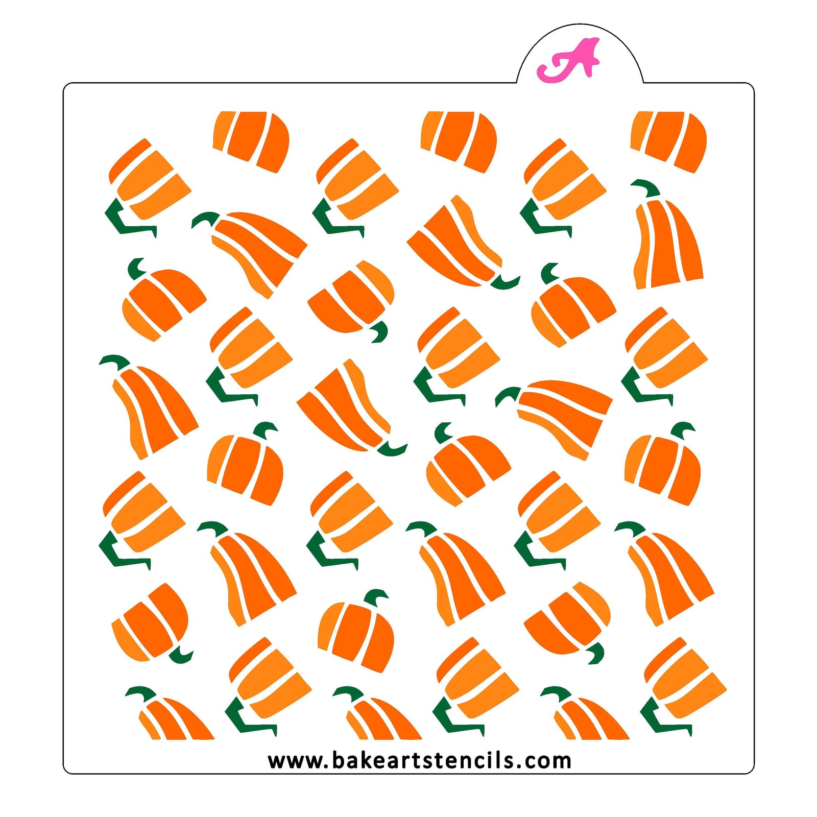 Harvest Pumpkins Pattern Cookie Stencil bakeartstencil
