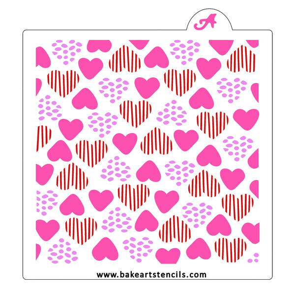 Heart Art Pattern Cookie Stencil - bakeartstencils