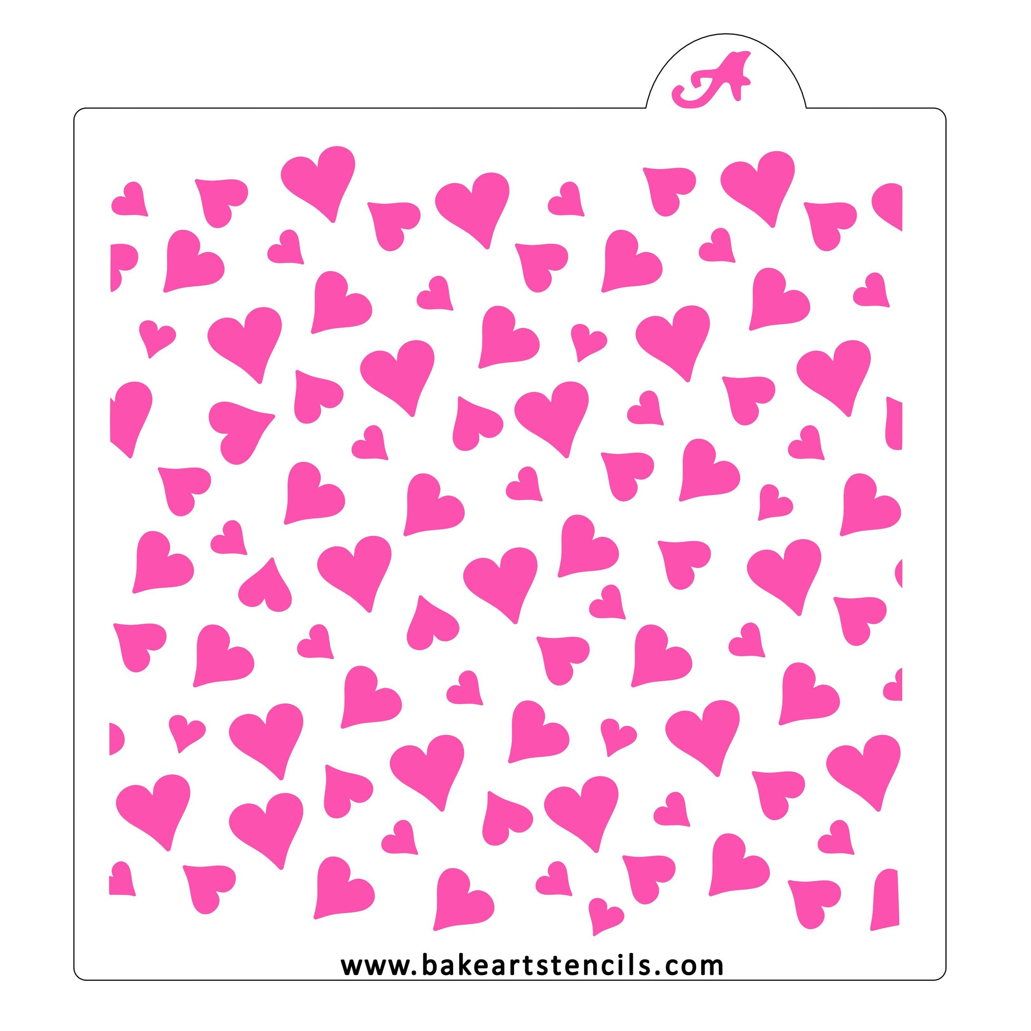 Heart Confetti Cookie Stencil  Valentines Day Cookie Stencil -  bakeartstencils