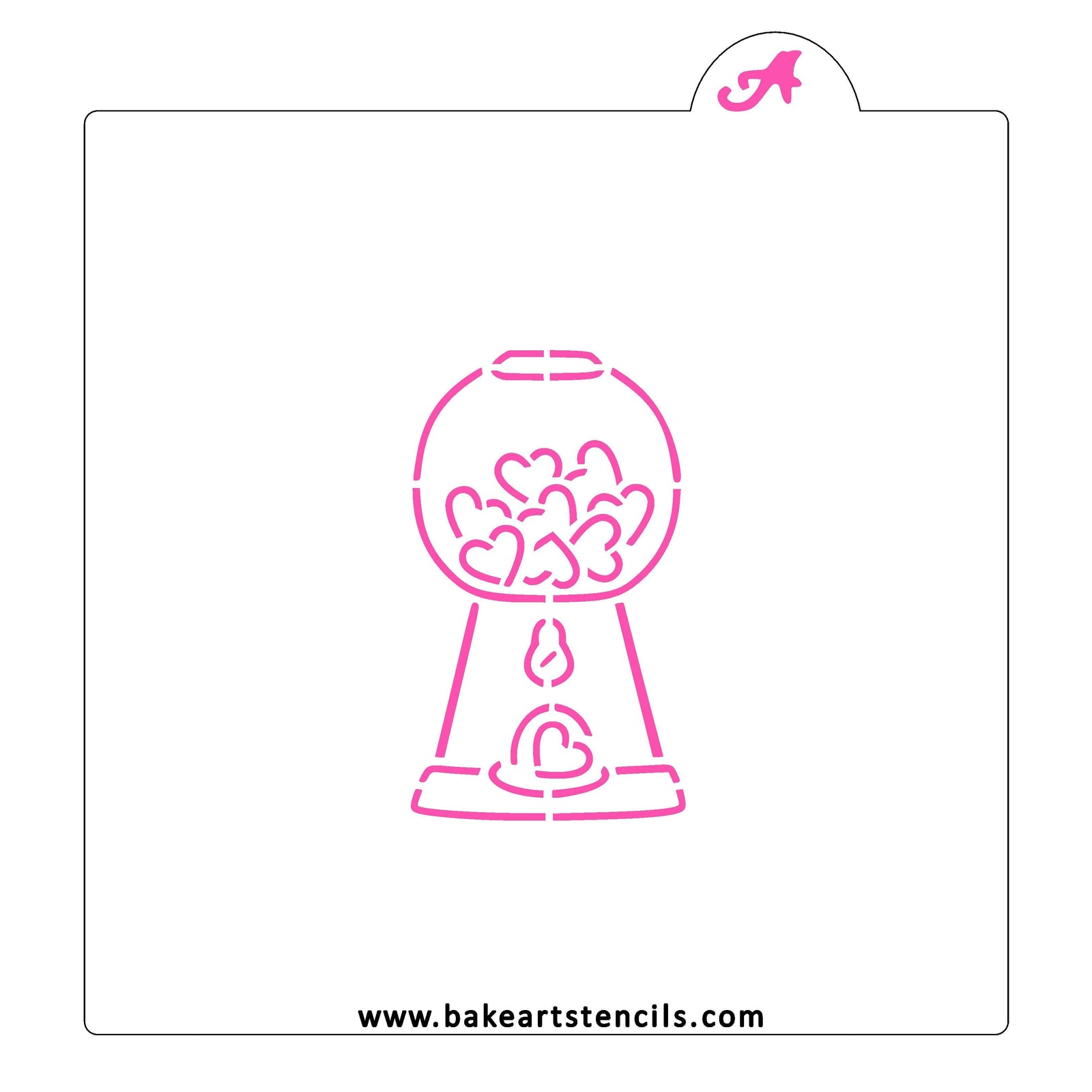 Heart Gumball Machine PYO Stencil bakeartstencil