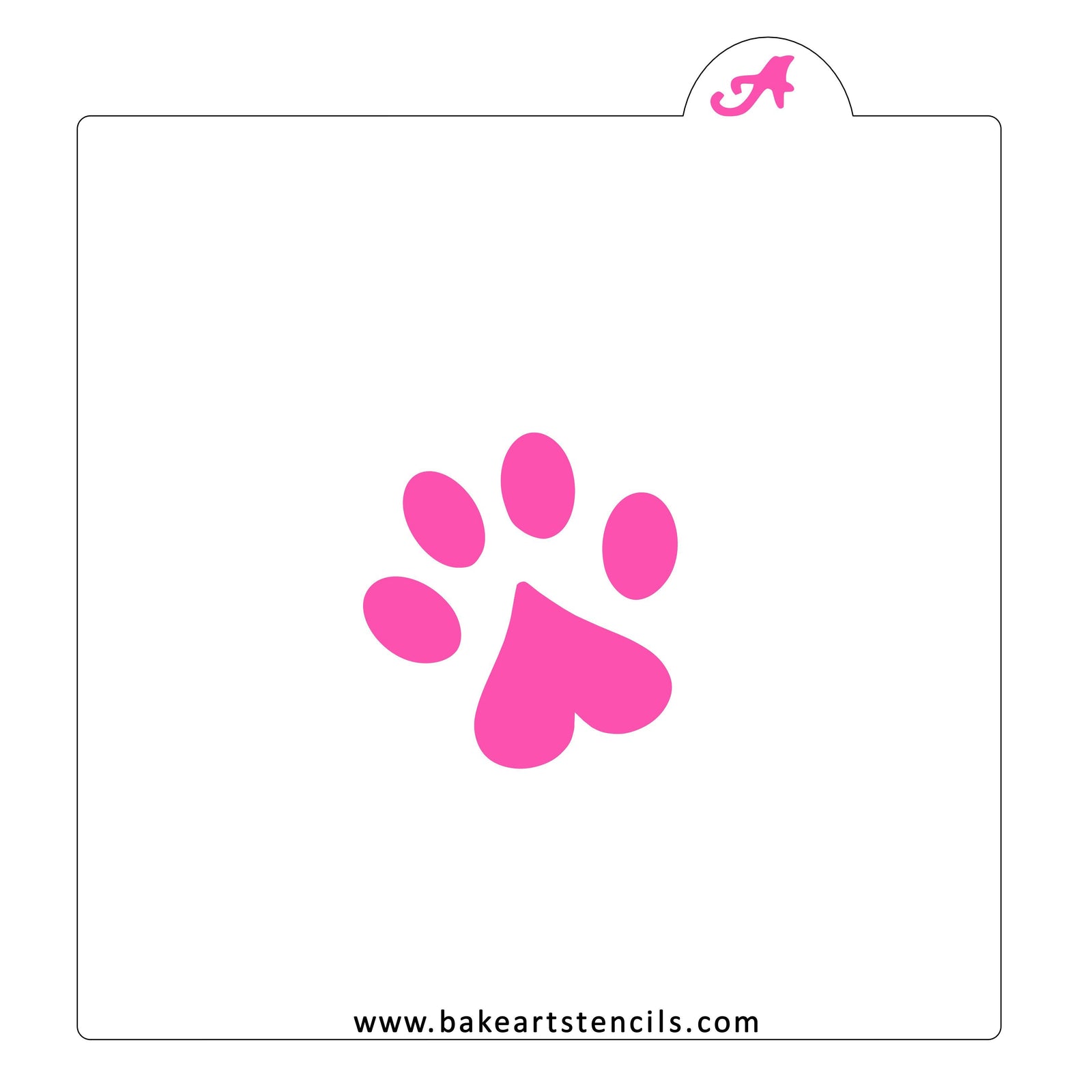Heart Paw Print Cookie Stencil bakeartstencil