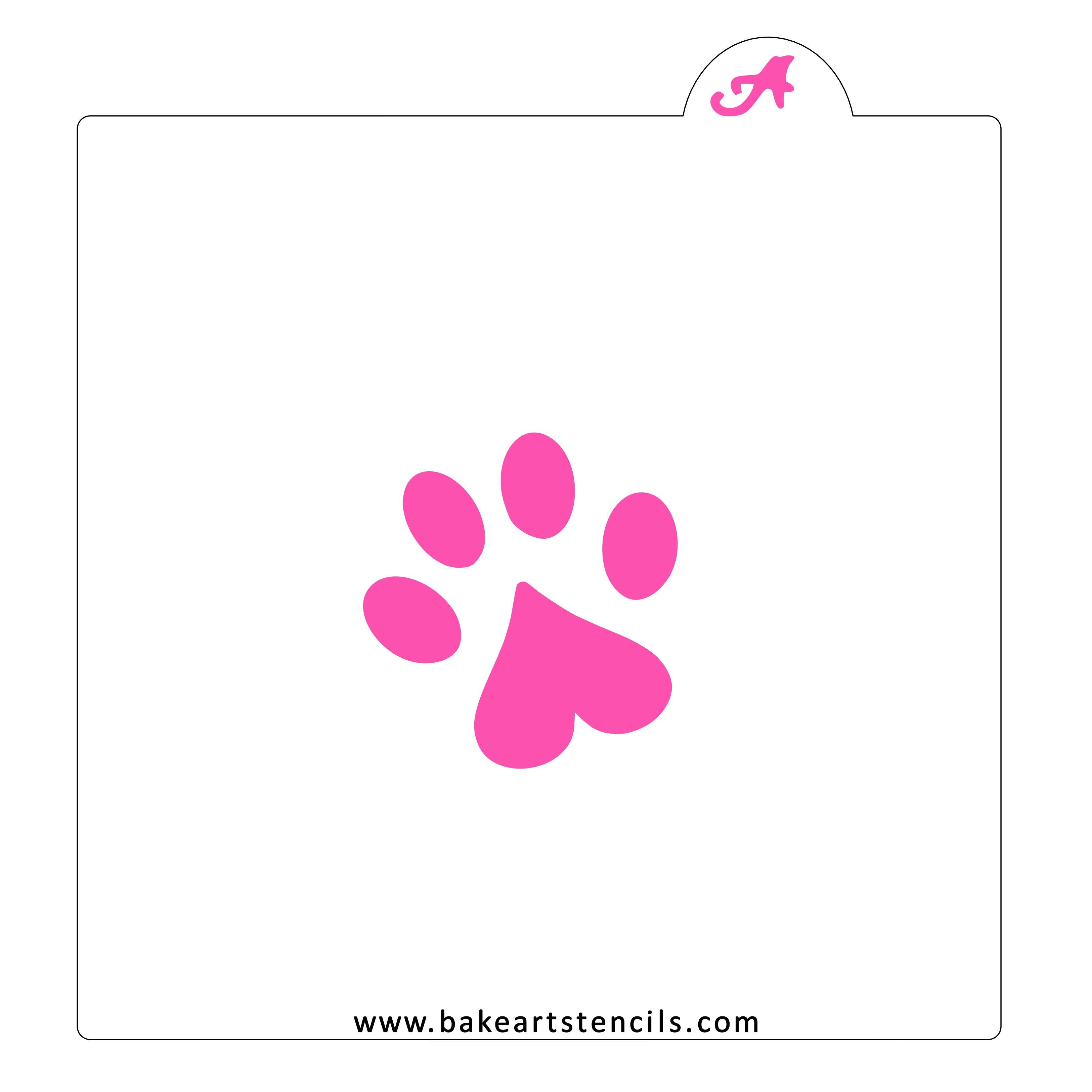 Heart Paw Print Cookie Stencil - bakeartstencils Heart Paw Print Cookie Stencil - bakeartstencils