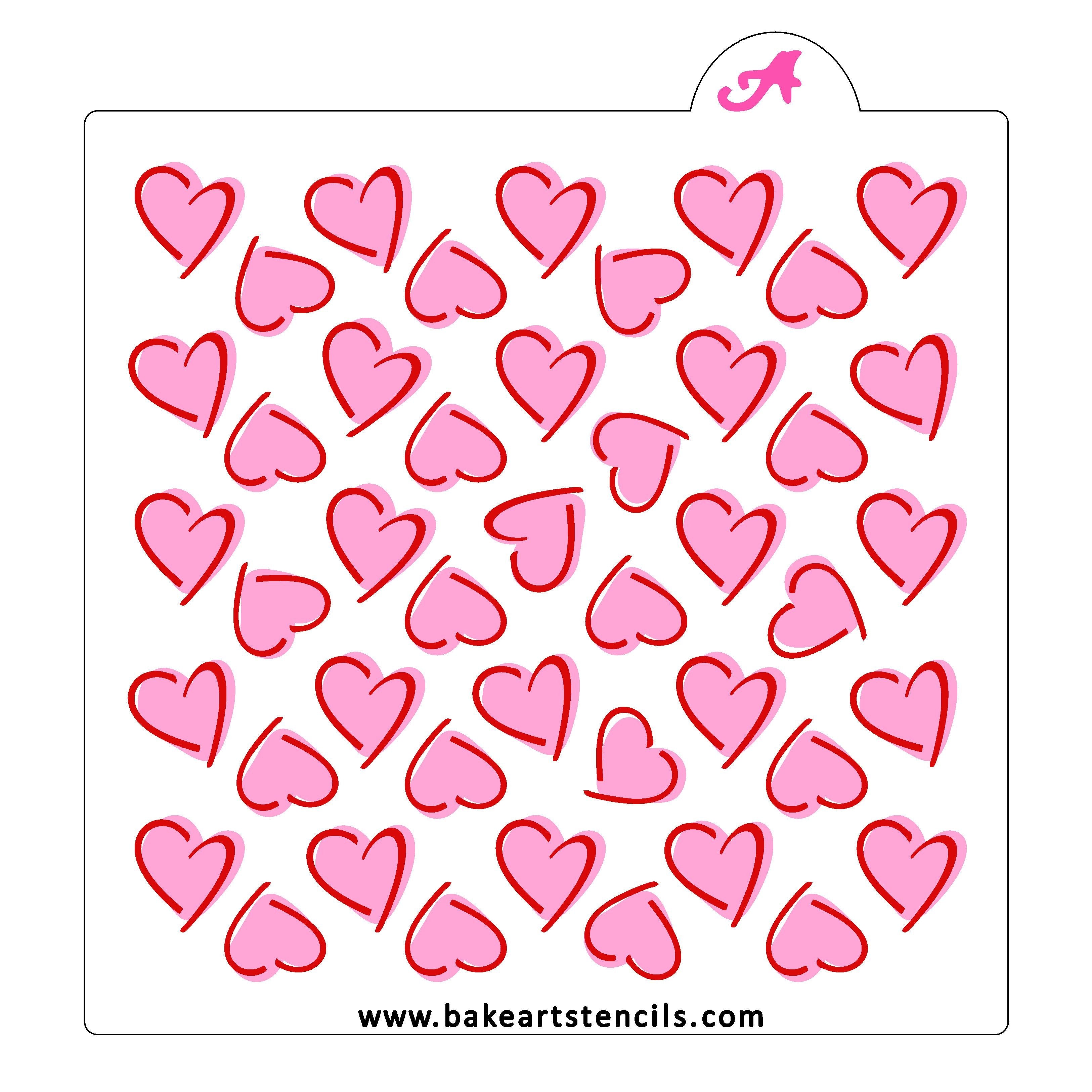 Small Hearts Pattern Cookie Stencil - bakeartstencils